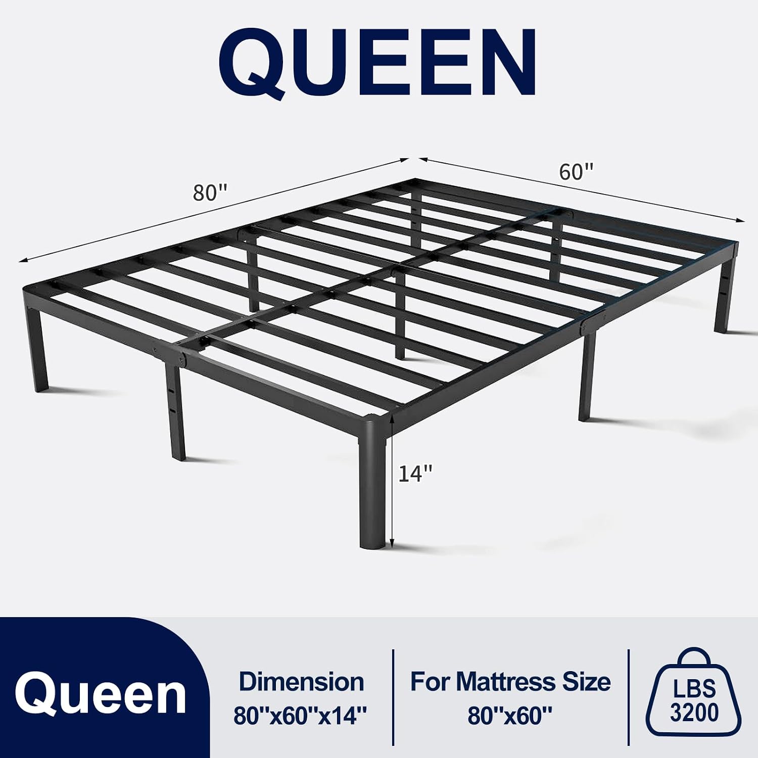 Thumbnail 1 de Arhomefurni Queen Metal Bed Frame, 14-Inch