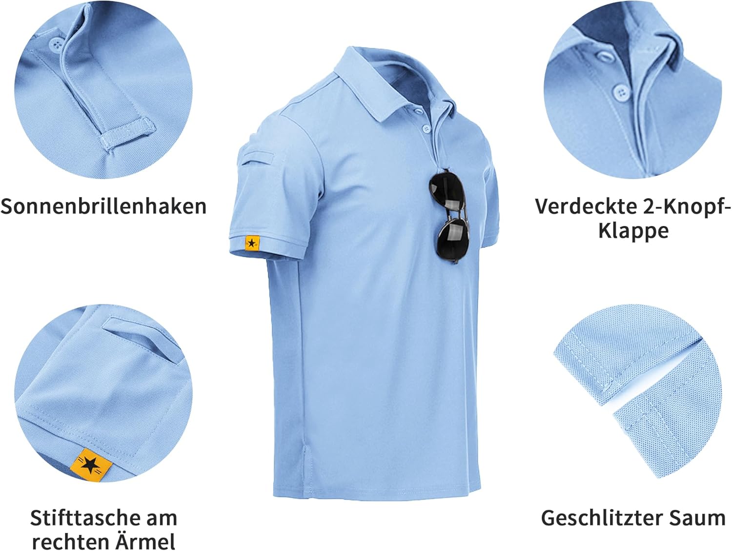 Thumbnail 4 de geeksport Herren Poloshirt Kurzarm – atmungsaktives Funktionspolo mit Stretch und praktischen Taschen