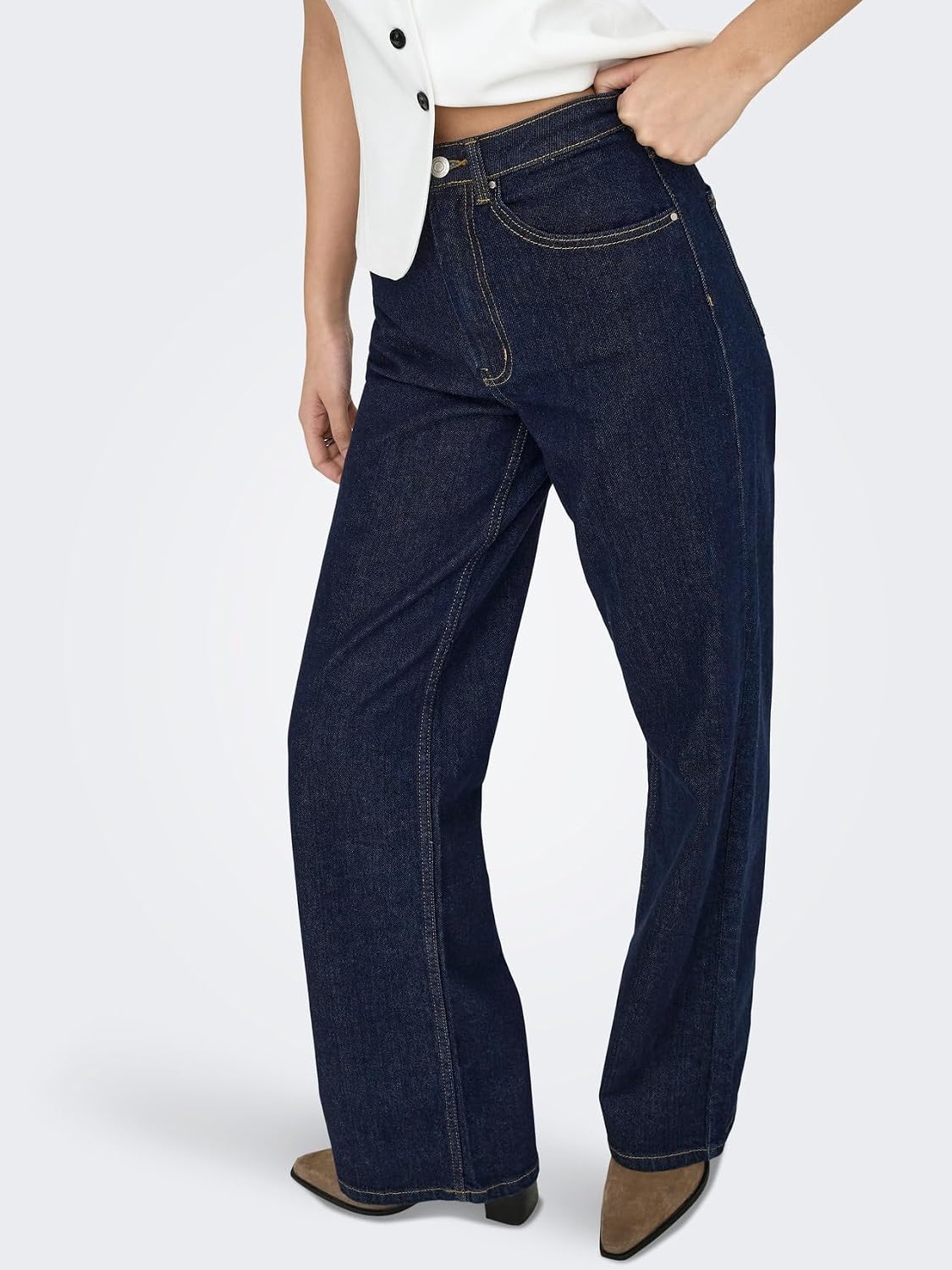 Detalle 1 de ONLY ONLJUICY Jeans wide-fit a vita alta con gamba ampia