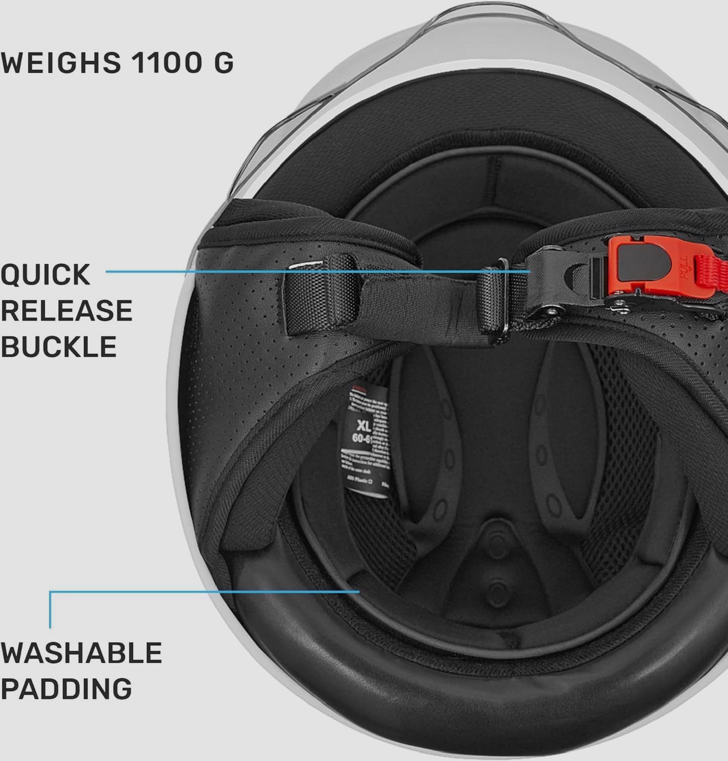 Detalle de Westt casco jet 1100 g con ECE 22.06