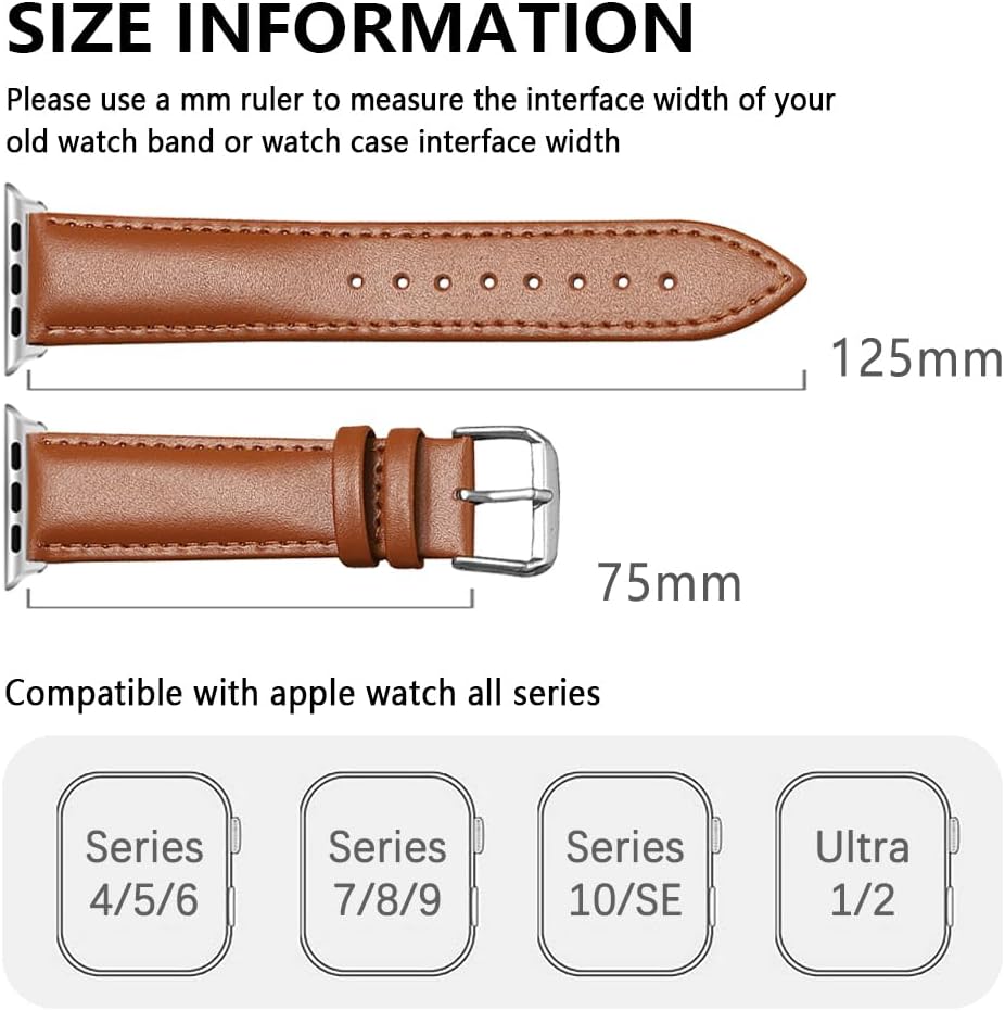 Thumbnail 3 de SZYXMY Leather Apple Watch Strap 49mm
