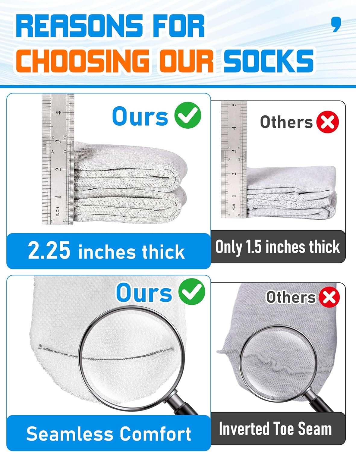 Thumbnail 4 de Orthostride Wide Diabetic Socks (3 Pairs) – Extra Long Edema & Lymphedema Socks, Loose Non-Binding Fit