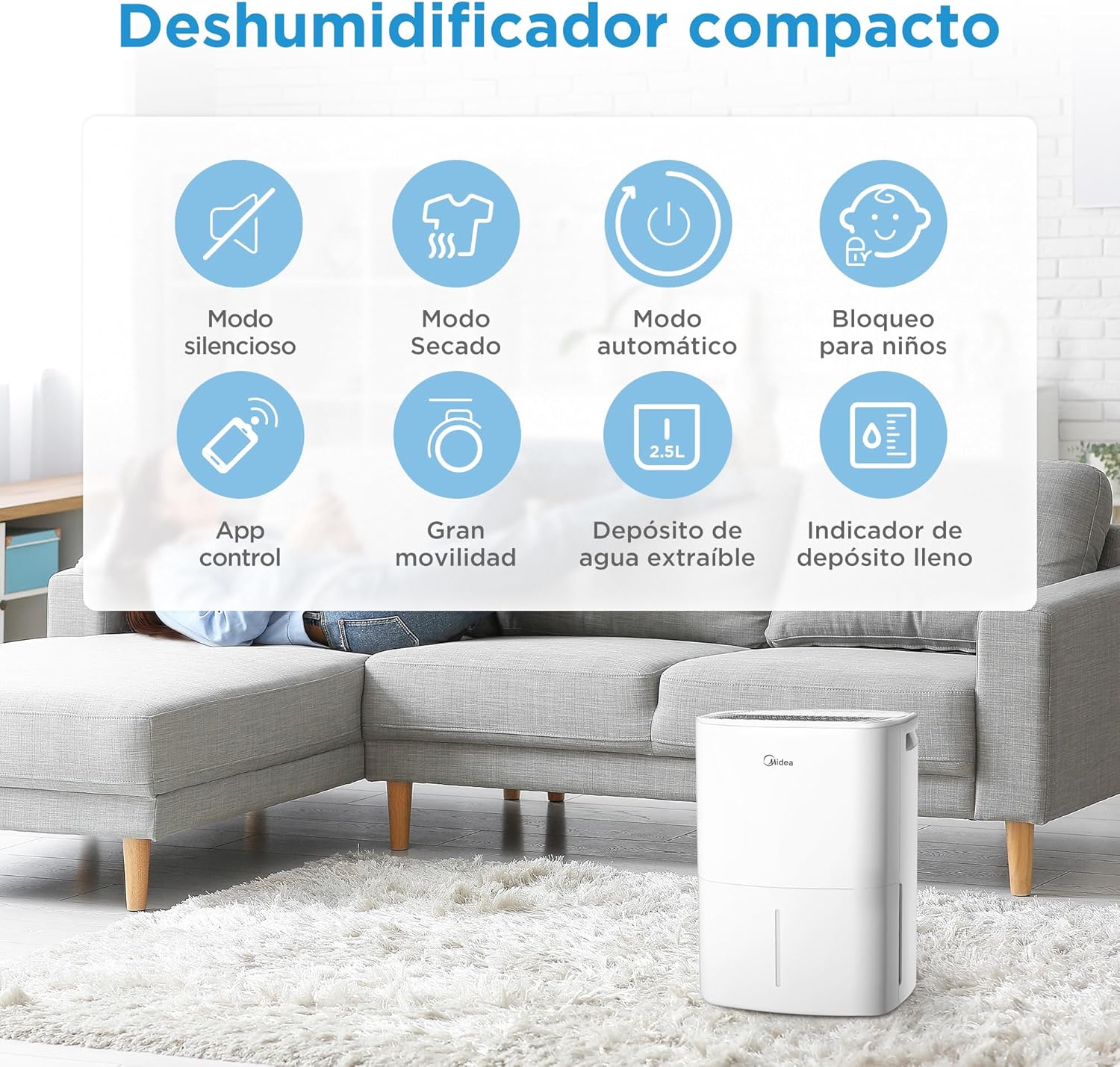Detalle 2 de Midea Deshumidificador 12L para 35 m2