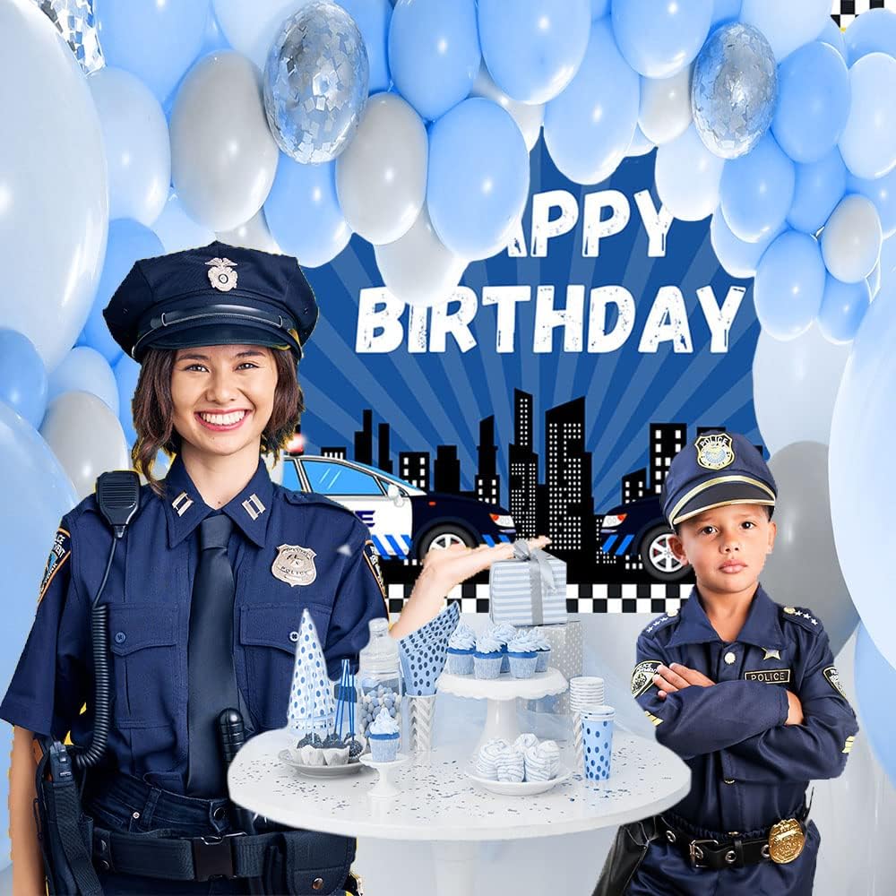 Thumbnail 4 de MEHOFOND Police Line Birthday Backdrop 7x5ft 🎉