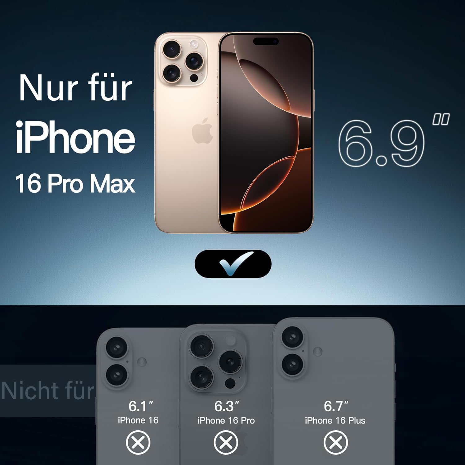 Thumbnail 5 de Leedia 360° Schutzhülle für iPhone 16 Pro Max (6,9") mit integriertem Displayschutz + 2× Kameraschutz – Grau