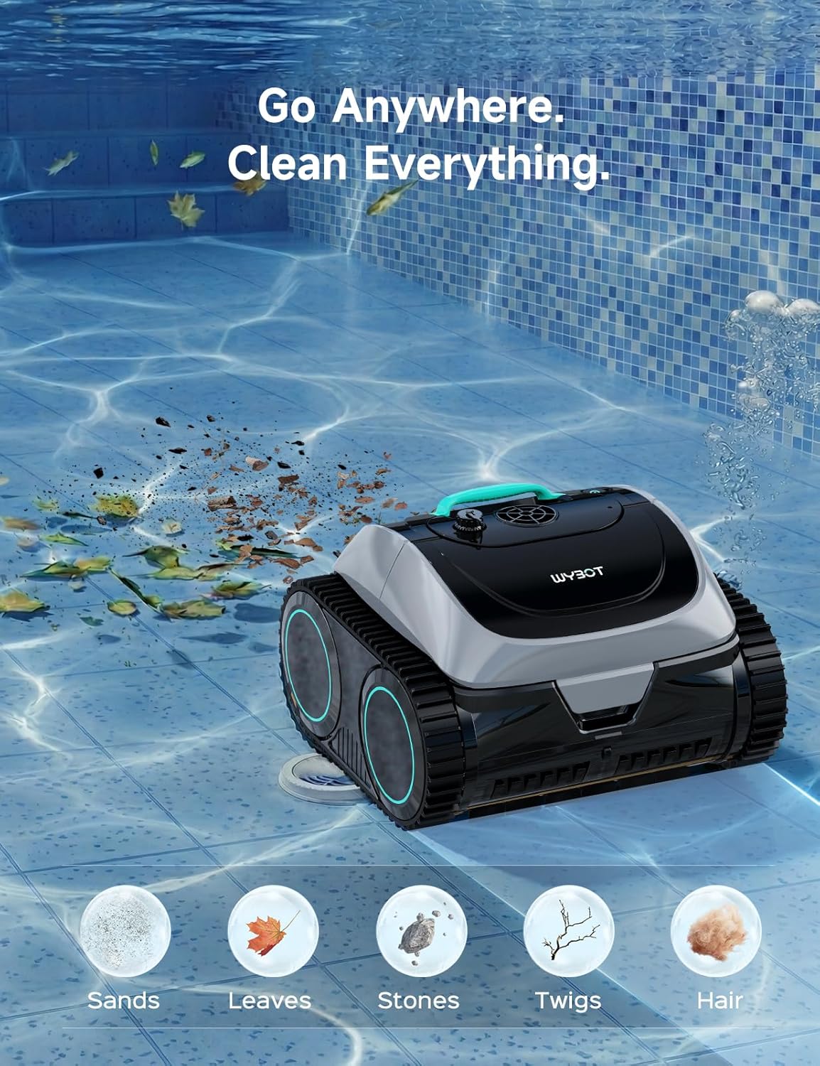 Thumbnail 4 de WYBOT C1 Robotic Pool Vacuum: 4-in-1 Cordless Cleaner for Inground & Above Ground Pools