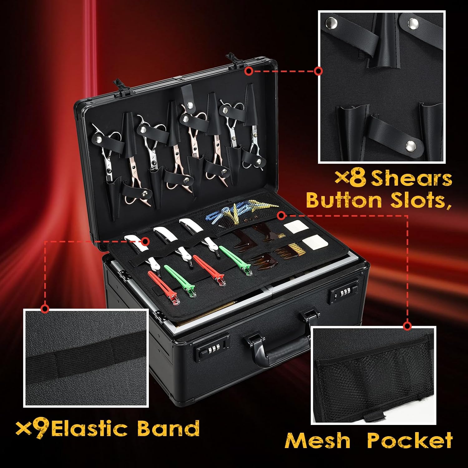 Thumbnail 2 de Yueieoun Barber Case 6 Clippers Sliding Tray: Professional On-the-Go Tool Organizer