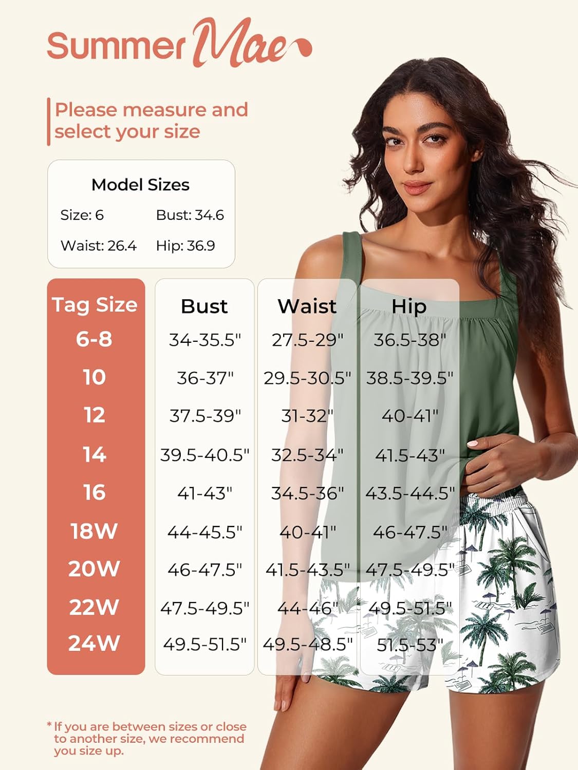 Thumbnail 6 de Summer Mae Blouson Tankini Swimsuit for Women with Tummy Control Swim Shorts & Pockets