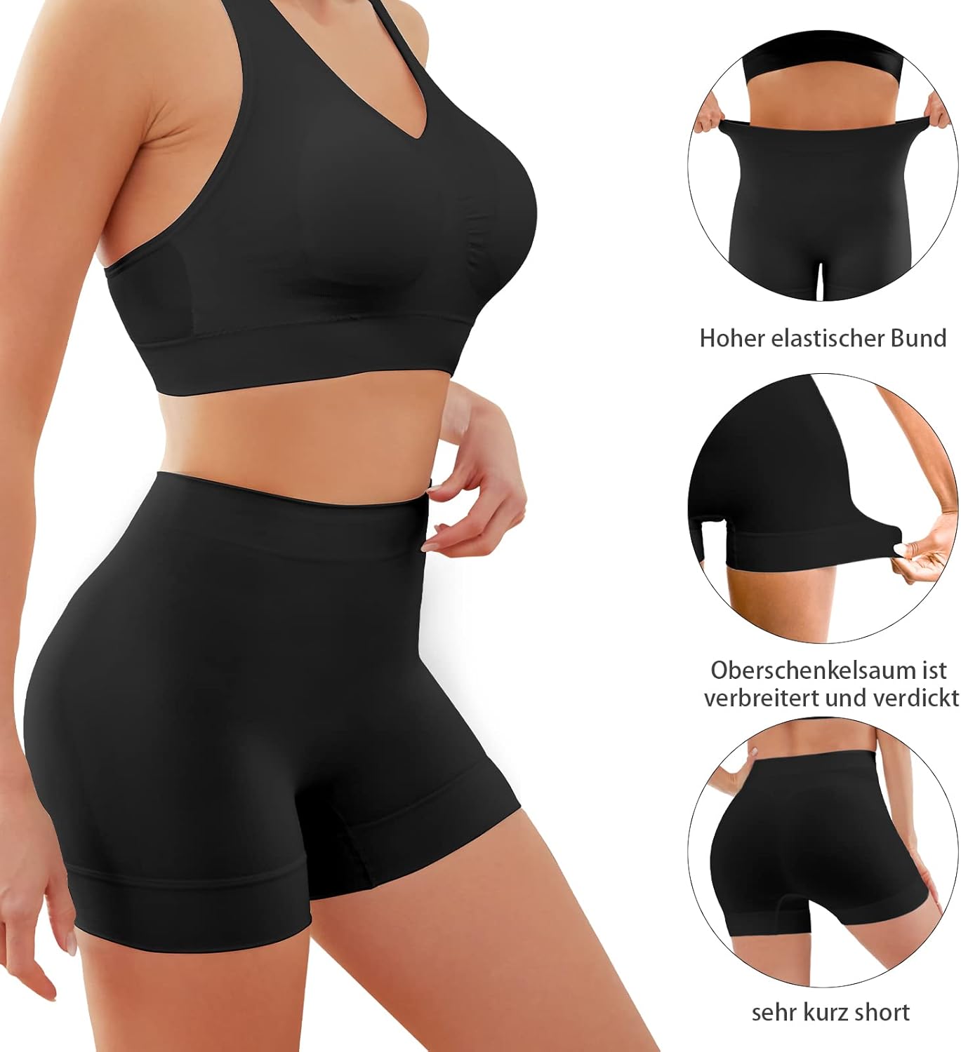 Detalle de YADIFEN Radlerhose Damen – Sehr kurze, anti-Scheuern Leggings für Oberschenkel mit hoher Taille
