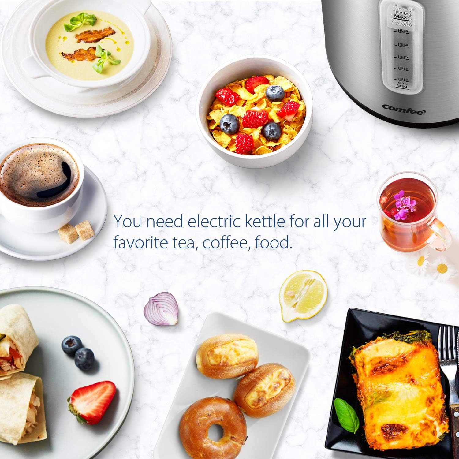 Thumbnail 6 de COMFEE Stainless Steel Electric Kettle 1.7L