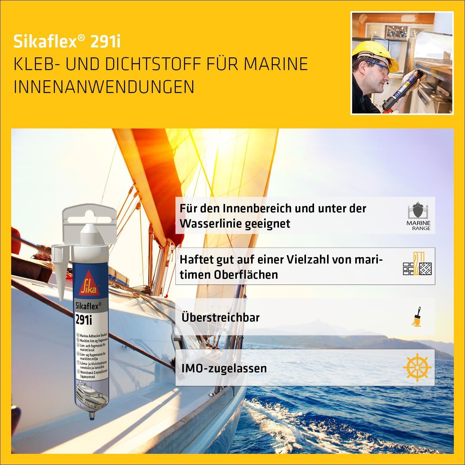 Thumbnail 2 de Sika Sikaflex-291i Weiß – Dichtstoff für den Marinebereich (70 ml)
