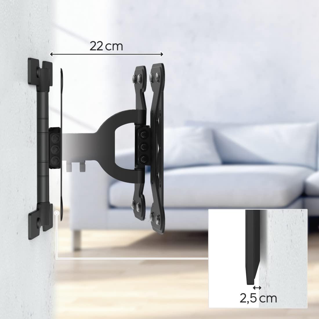 Thumbnail 4 de Hama Ultraslim Full Motion TV wall mount (19–48 inch, VESA up to 200 x 200) – Black