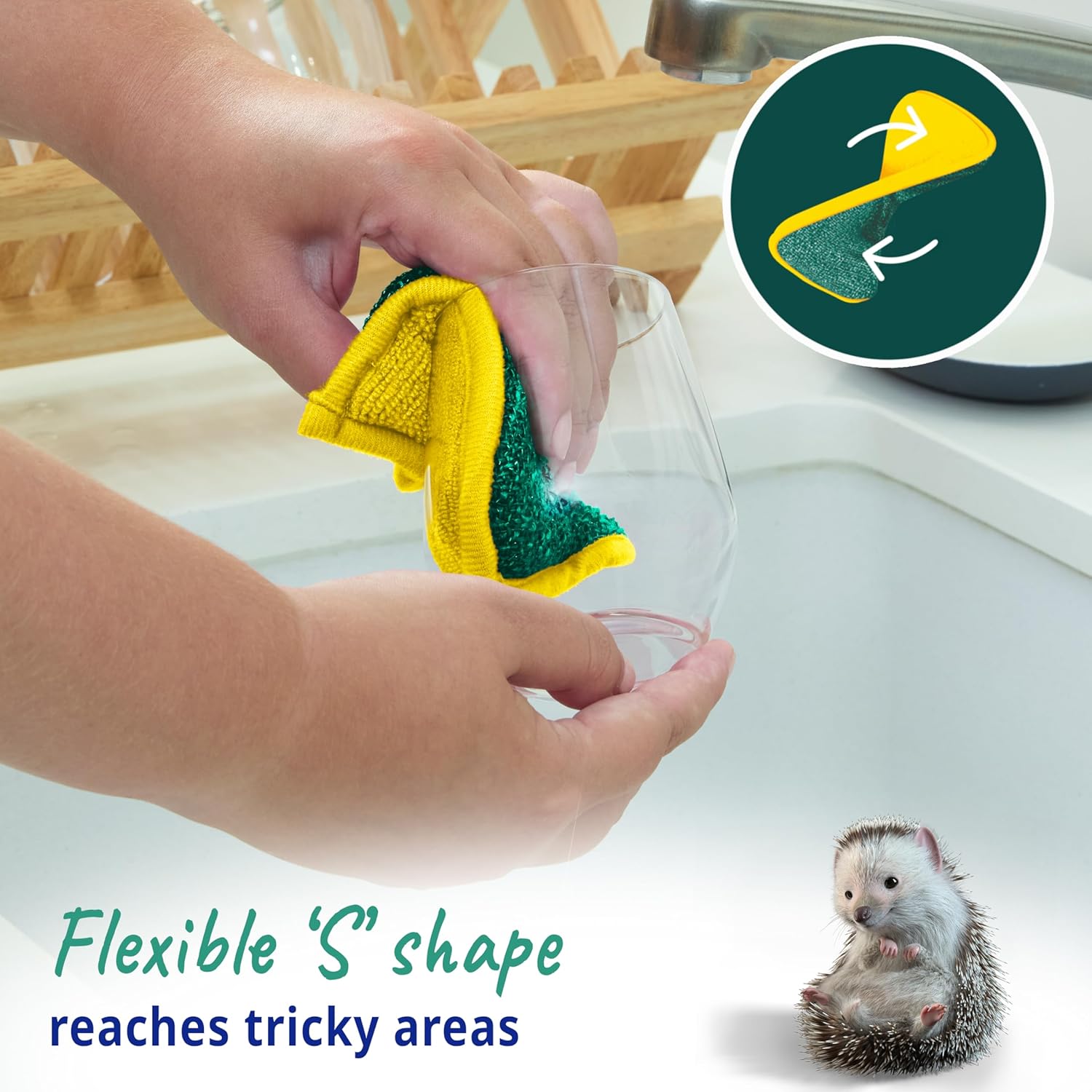 Thumbnail 3 de Spontex Flex & Wash Reusable Washing Up Sponges: Dual-Sided Microfibre Scrub for Everyday Cleaning