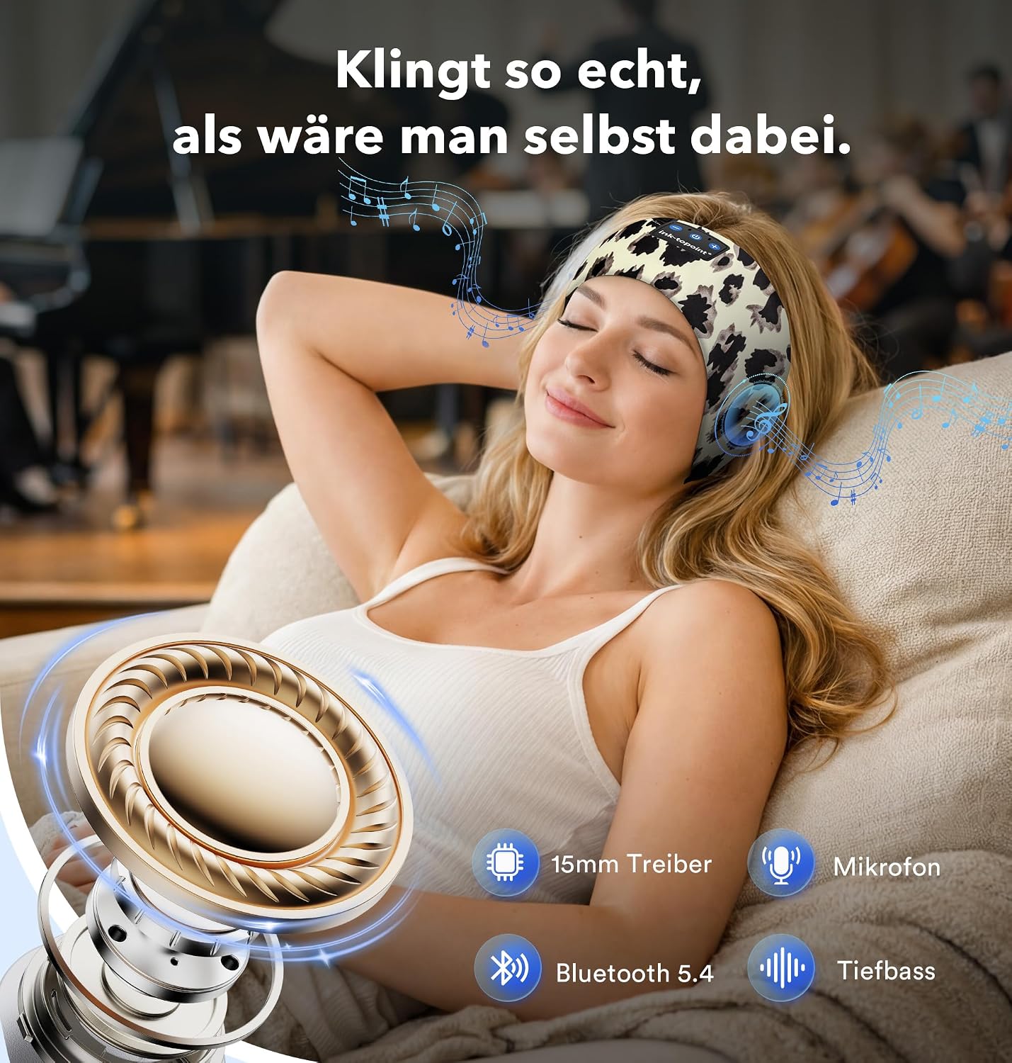 Detalle de Schlafkopfhörer Bluetooth 16 Stunden