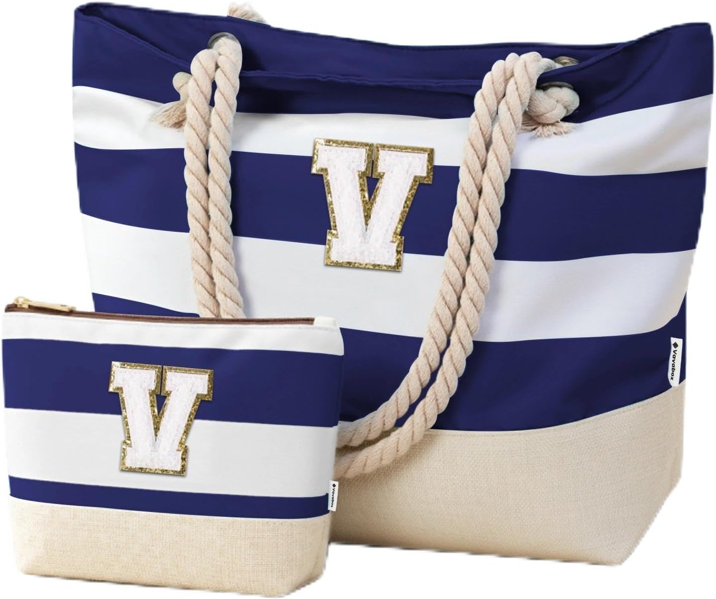 Thumbnail 6 de Vavabox Initial Beach Bag with Zip and Pockets — Personalised Large Beach Tote Set