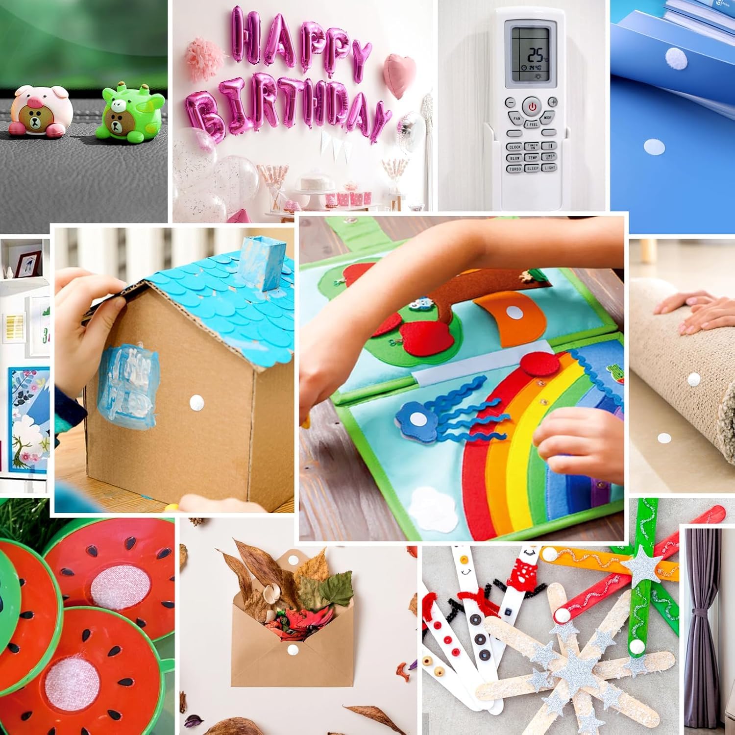 Thumbnail 5 de FIXCHORD 300 coppie di tondini adesivi tondi da 10 mm, puntini autoadesivi rimovibili con gancio e occhiello