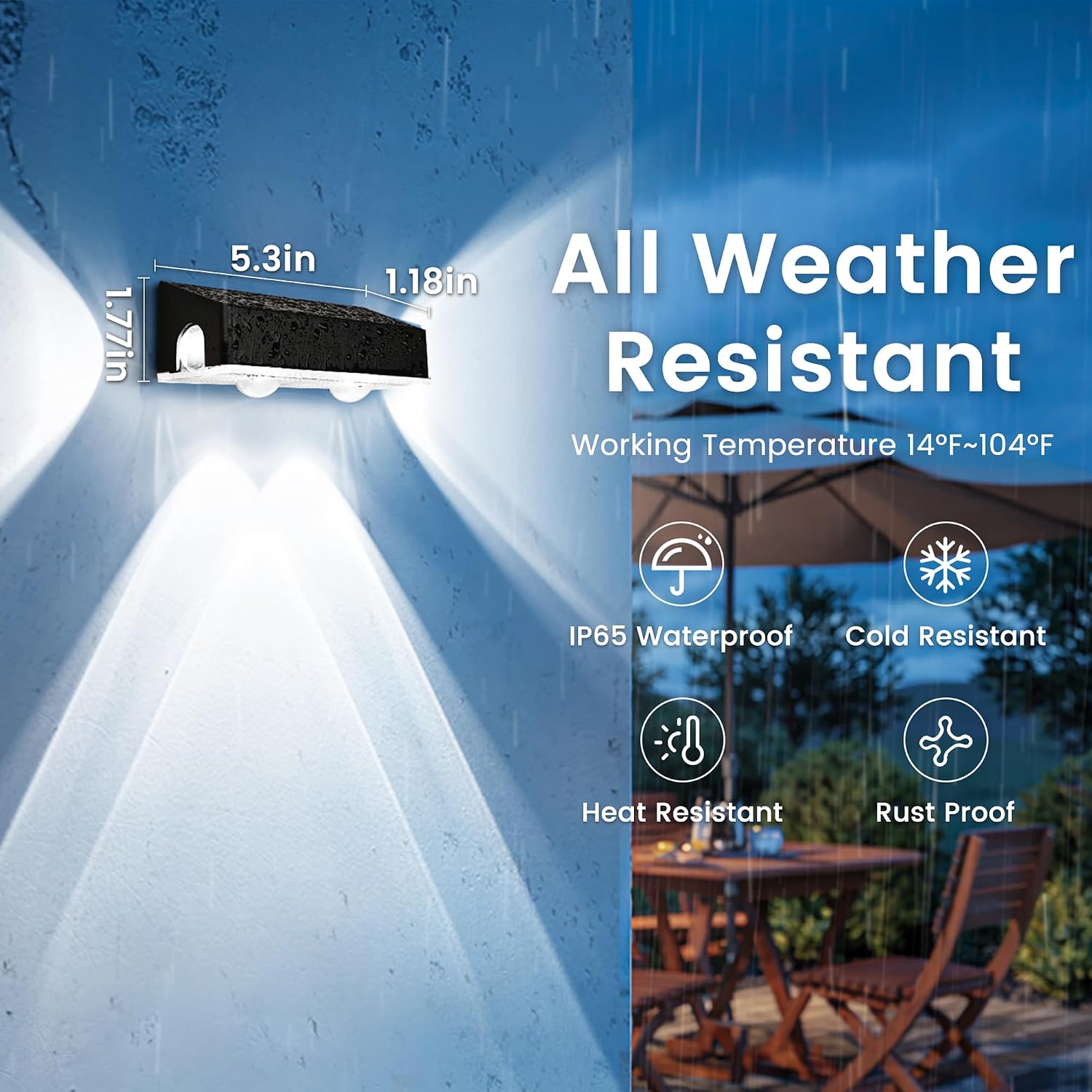 Detalle 1 de ESUNYD 10541 Solar Fence Lights, 6-Pack RGB Waterproof Wall-Mount LEDs