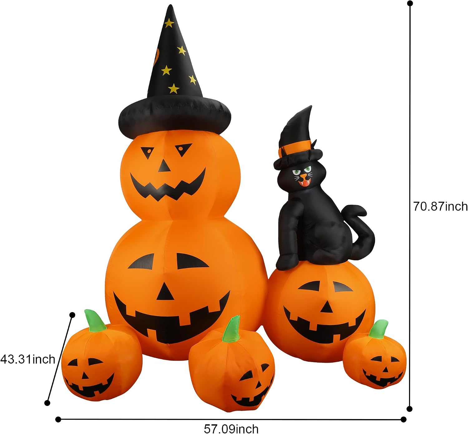 Detalle de NovaFloat 01 6-Ft Halloween Inflatable with Pumpkin Patch, Black Cat & LEDs