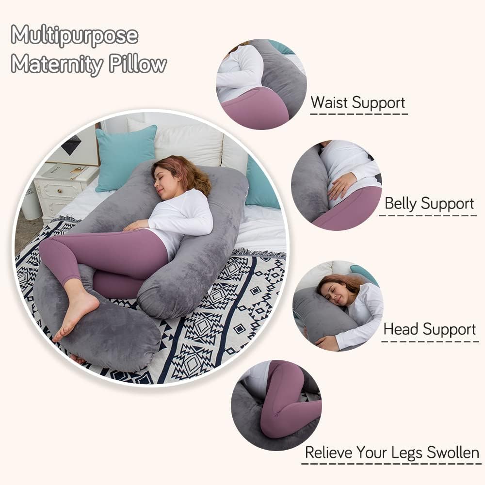 Thumbnail 4 de AMCATON Extra-Large U-Shaped Maternity Pillow, Dark Grey, Removable Cover