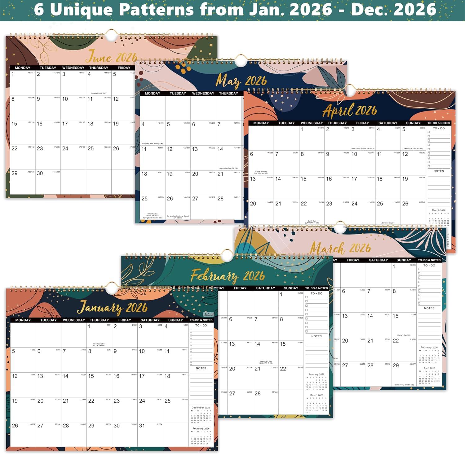 Detalle de Calendar 2026 Wall Calendar 37.6 x 29 cm 📅
