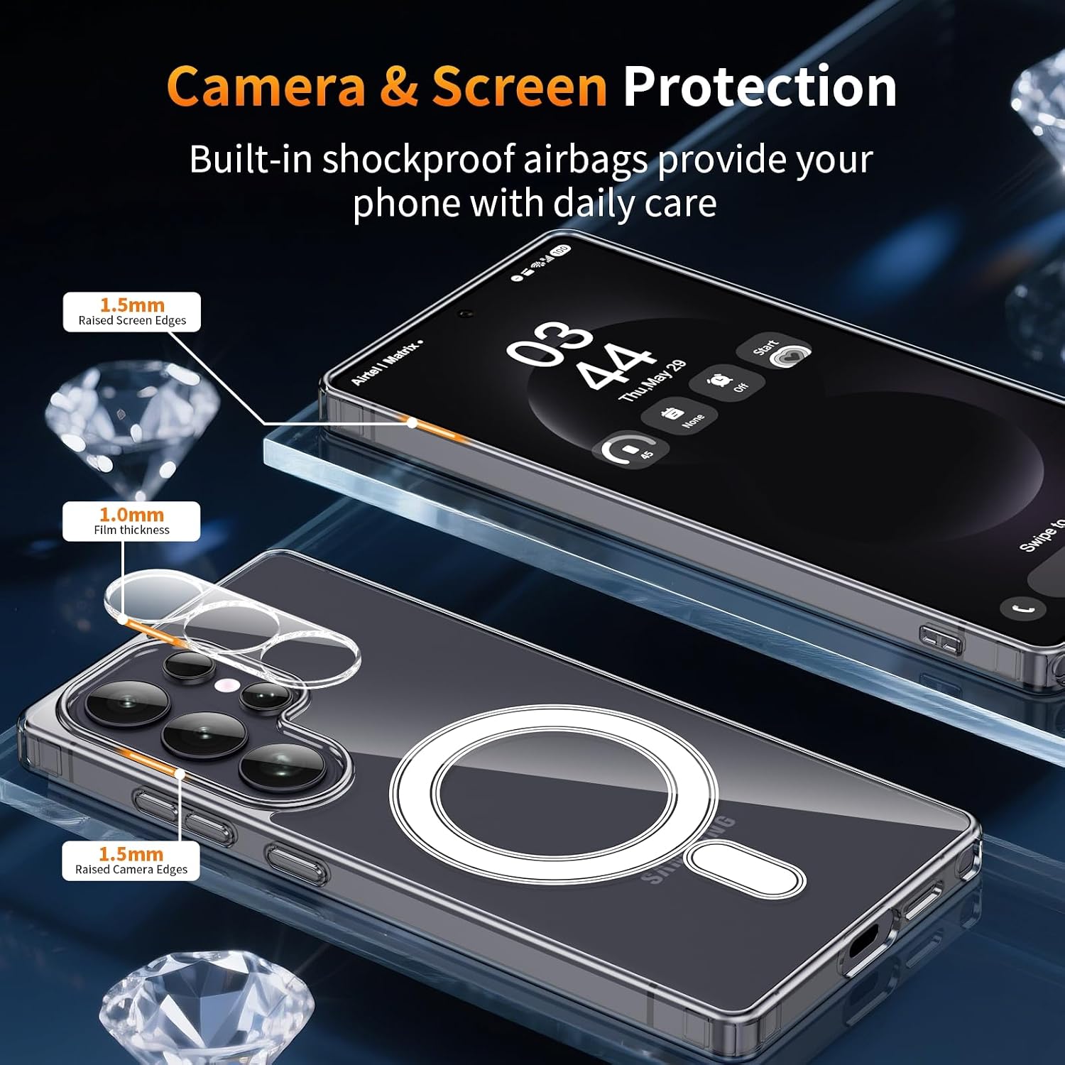 Detalle de YNMEacc 5 in 1 Magnetic Case for Samsung Galaxy S26 Ultra – Slim TPU Case with 2 Screen Protectors & 2 Lens Protectors, MagSafe Compatible