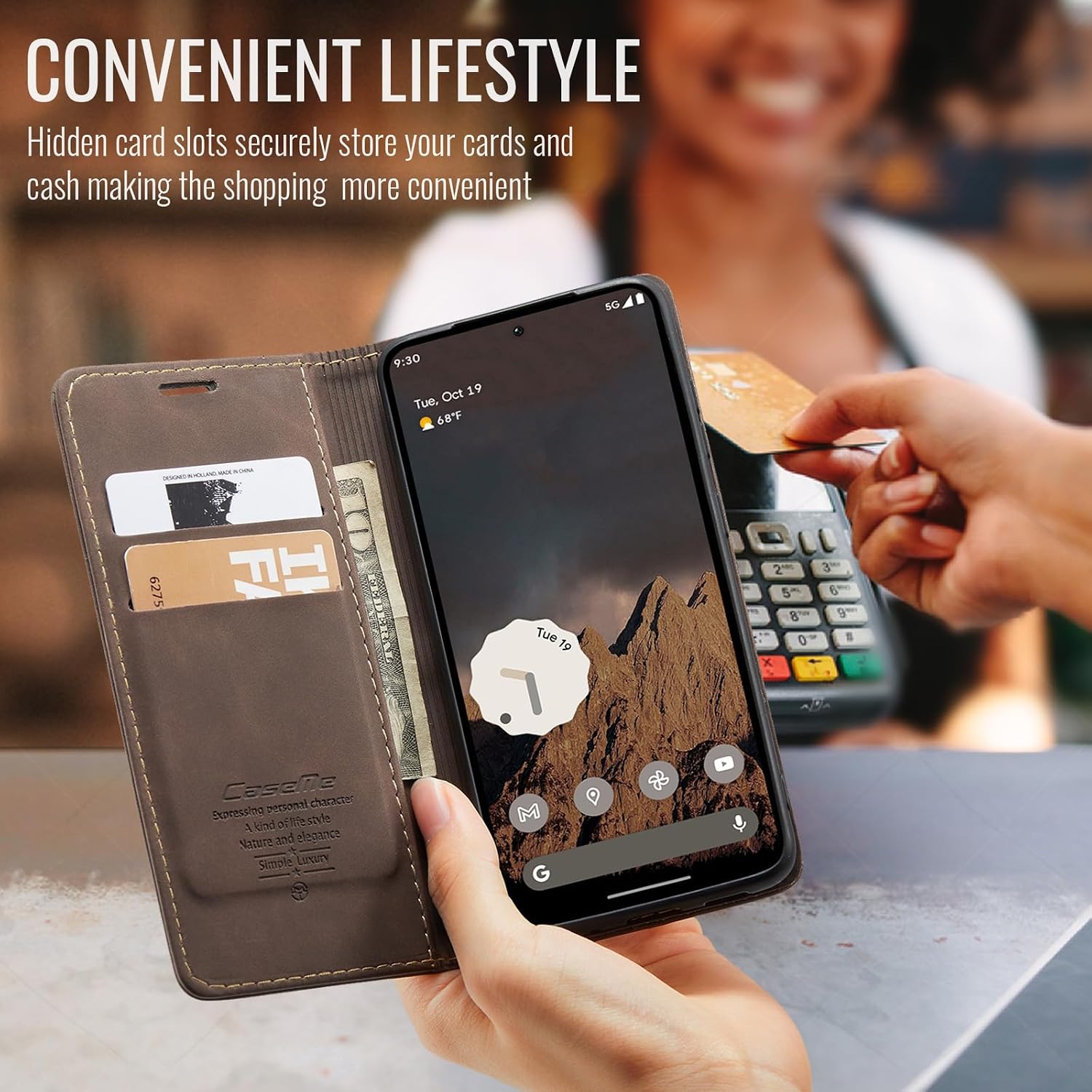 Detalle 2 de Cracedily Wallet Case for Motorola Moto Edge 50 Pro – Leather Flip with Card Holder and Kickstand