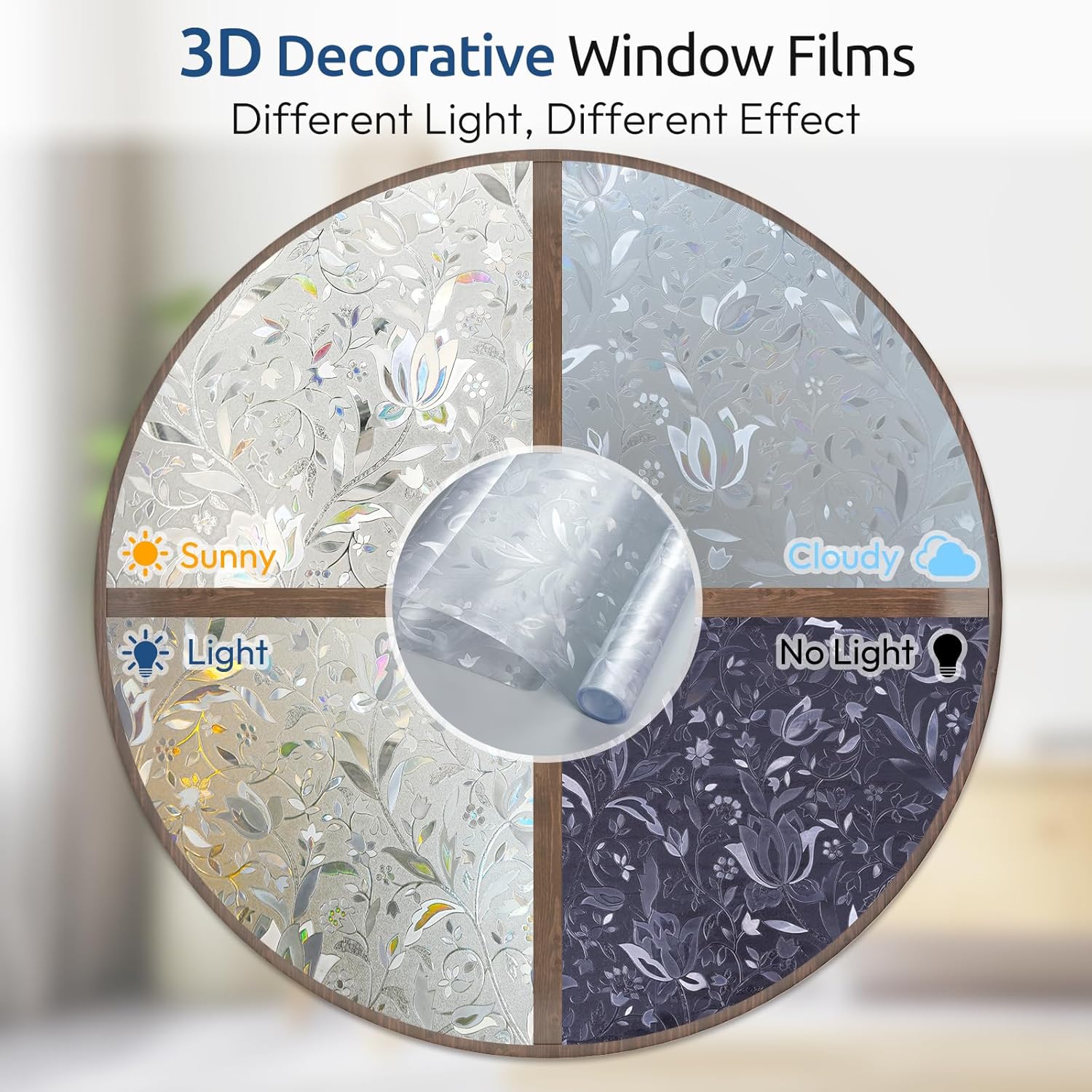 Thumbnail 2 de rabbitgoo Window Privacy Film with Rainbow Tulip Pattern (17.5" x 78.7")