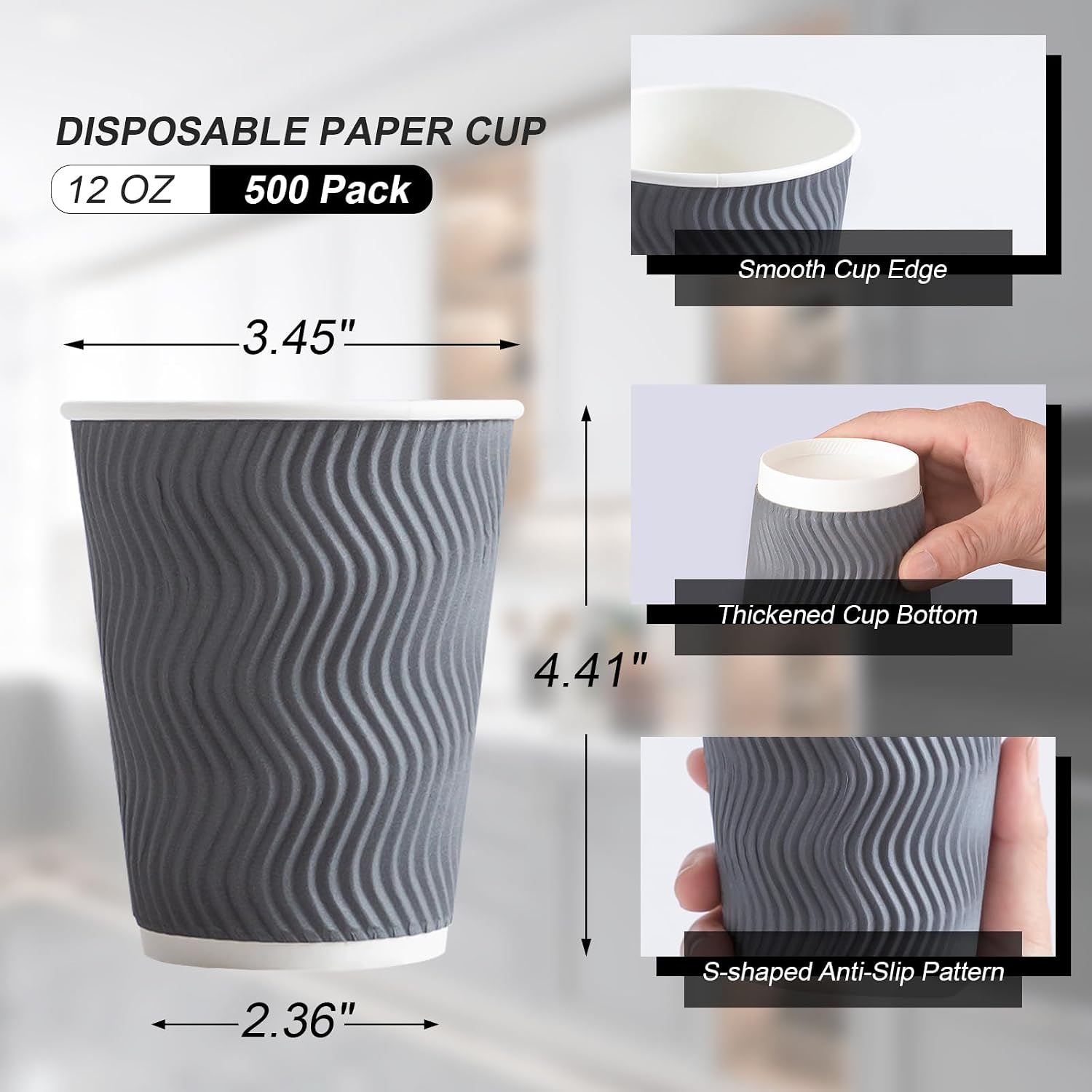 Thumbnail 1 de Lamosi 12 oz Insulated Coffee Cups 500 Pack