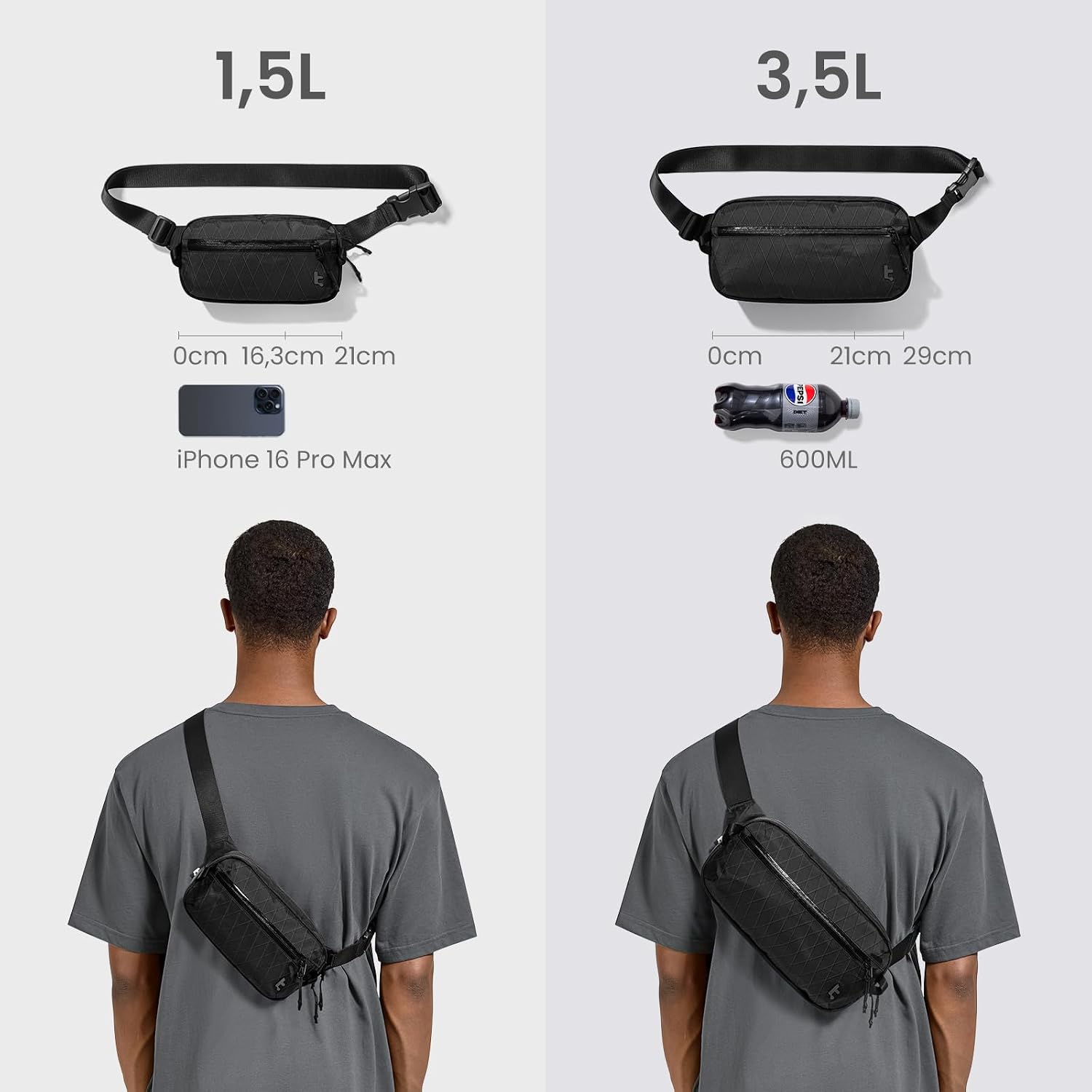 Detalle de tomtoc X-Pac Sling Bag 3,5L für Nintendo Switch 2 – Leichte RFID-Schutz Schultertasche in Schwarz