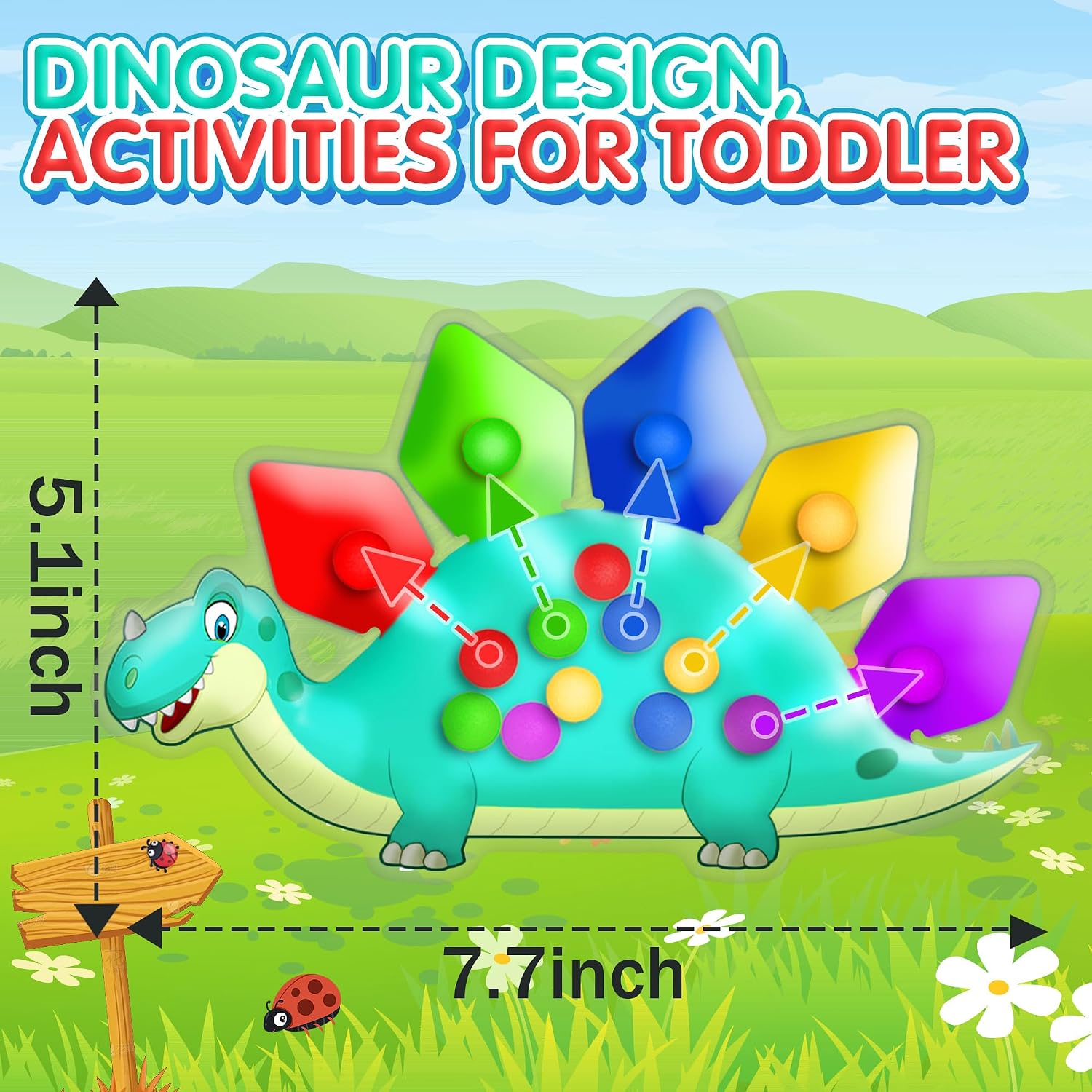 Detalle de UIIOPJIOM UF260405 Dinosaur Color-Sorting Sensory Toy, 4-Piece Plastic Set