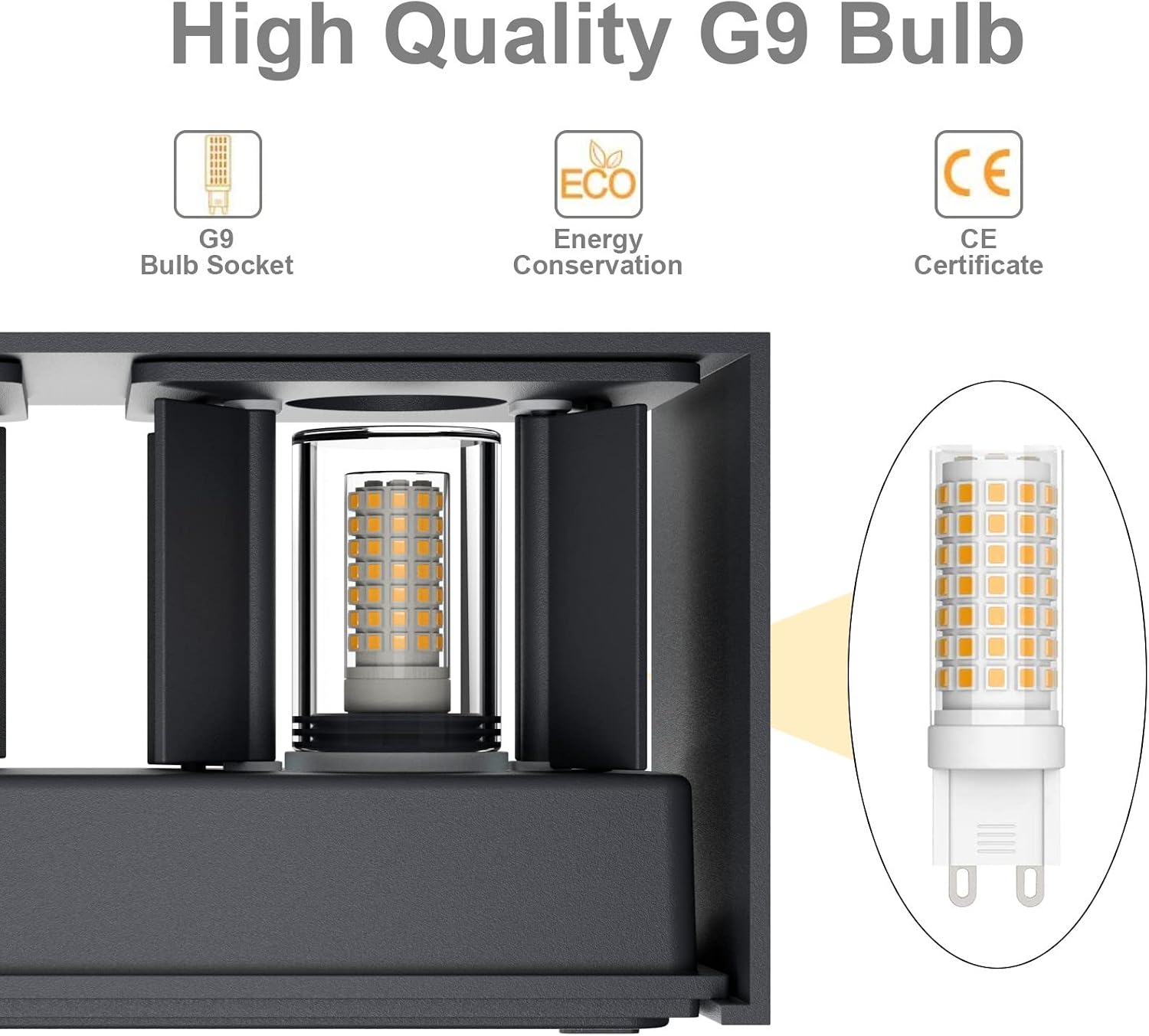 Detalle 2 de Klighten Wandleuchte 2er Set G9 LED 9W 650lm