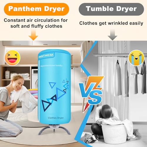 Thumbnail 7 de panthem 900W Portable Electric Clothes Dryer – Foldable, 12kg Capacity (Blue)