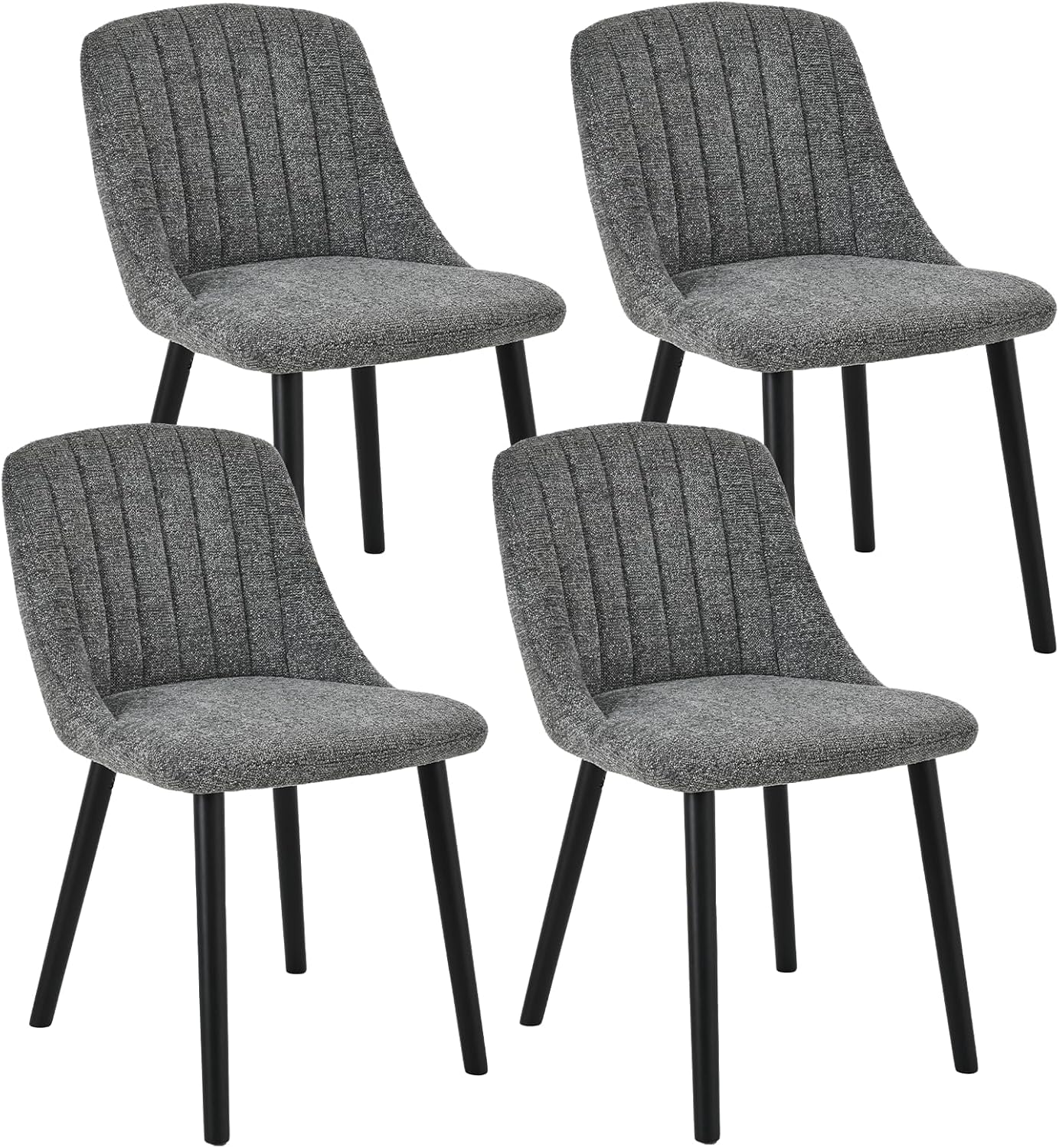 Thumbnail 6 de Lot de 6 chaises de salle à manger Goeurvant gris foncé en velours et pieds en bois