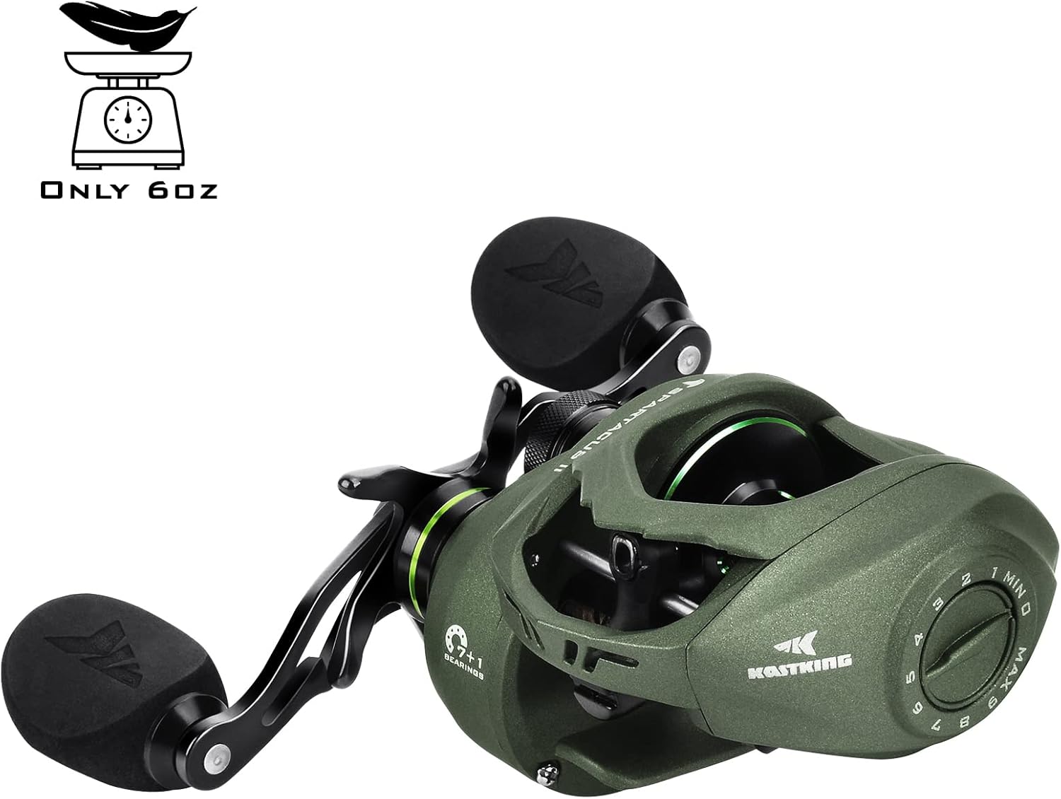 Detalle 2 de KastKing Spartacus II Baitcasting Fishing Reel (6 oz) with 17.6 LB Carbon Fiber Drag and 7.2:1 Gear Ratio