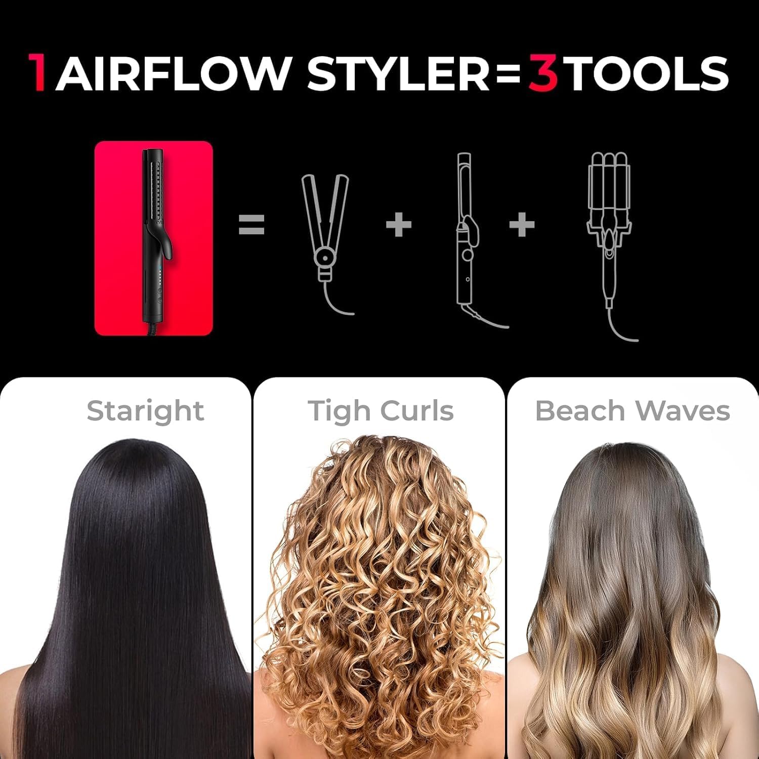 Detalle de TYMO HC506D Airflow 2.0 2-in-1 Hair Straightener and Curler, Dual Voltage