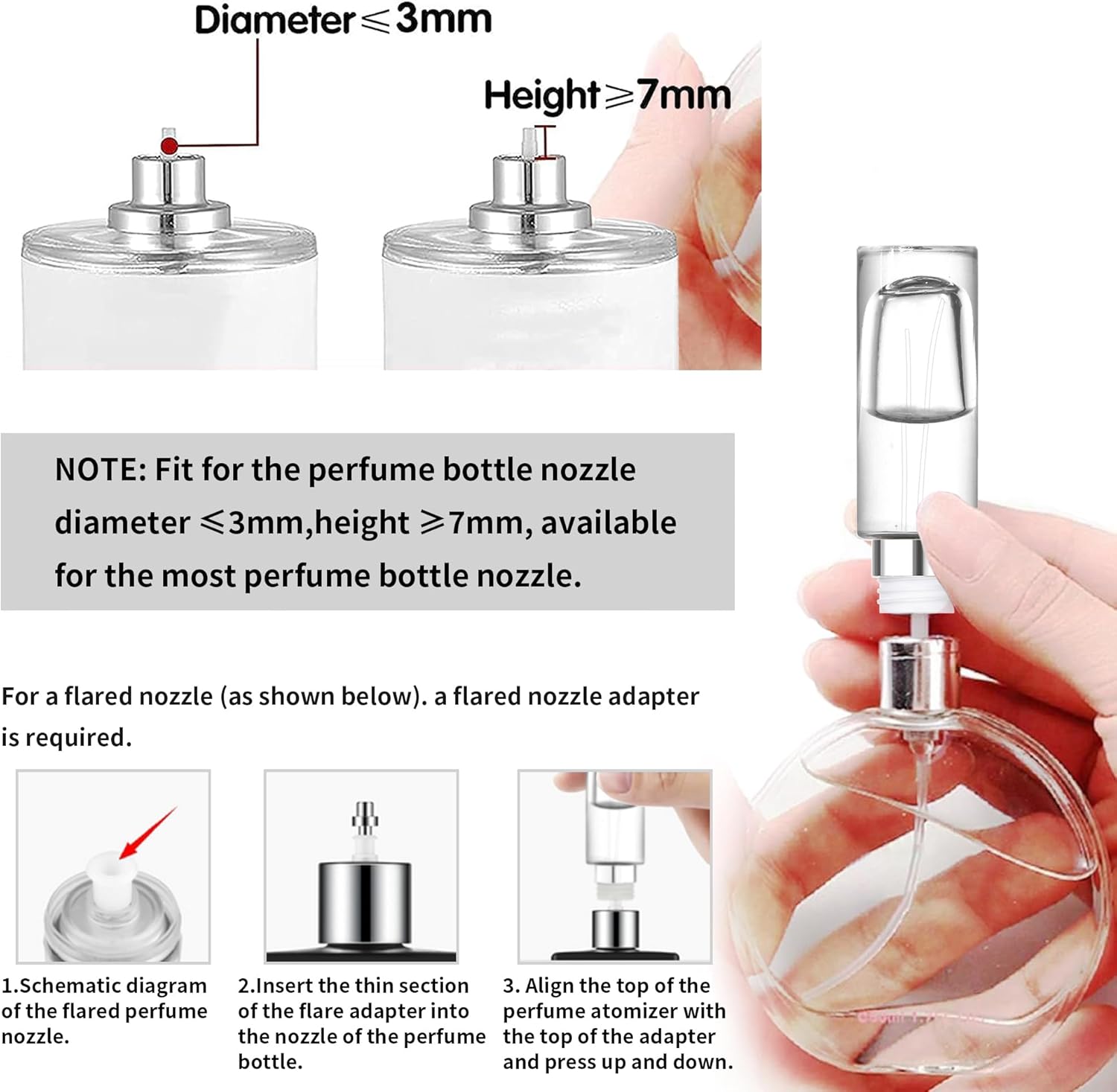 Detalle de MUB 10ml Perfume Atomiser: Top-Filling, Leak-Proof Glass Travel Bottle