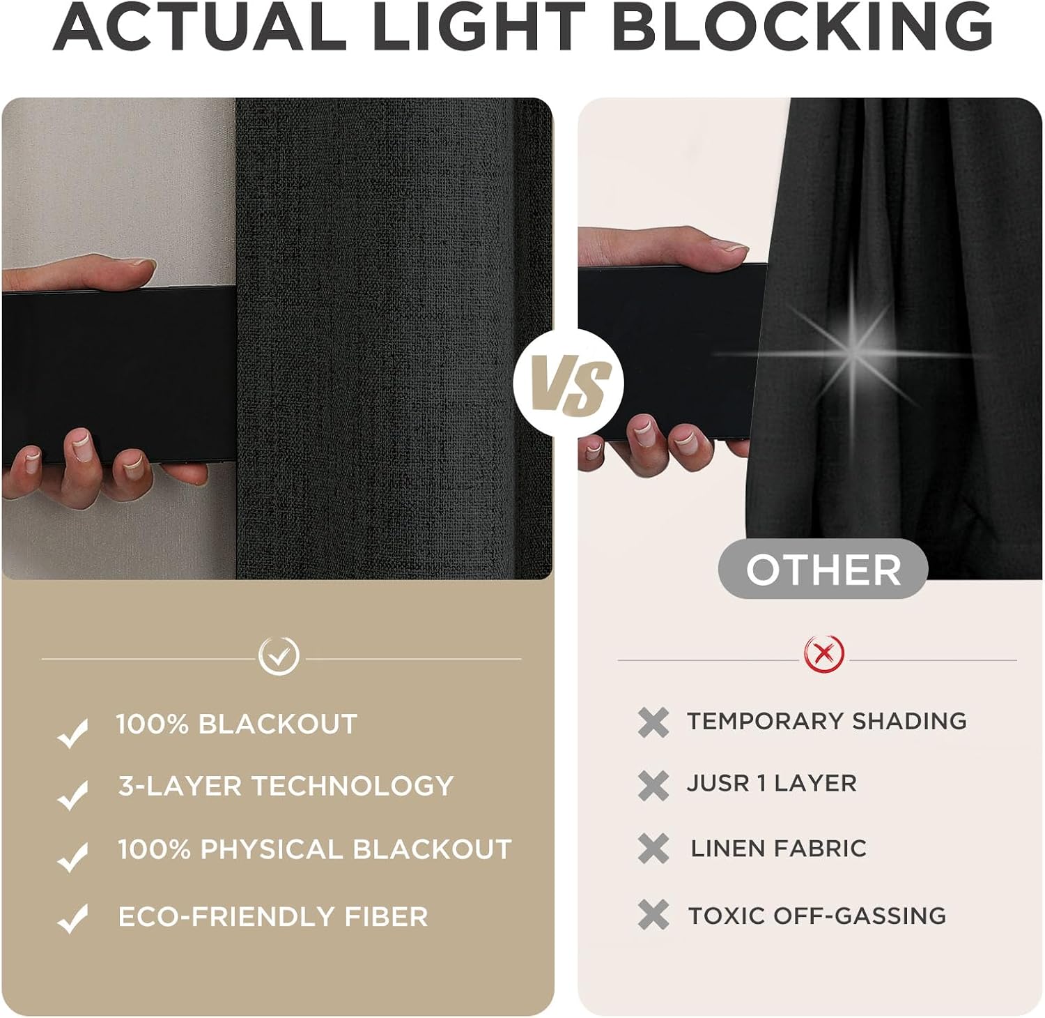 Thumbnail 4 de Joydeco Blackout Curtains for Bedroom (2 Panels, 66" W x 108" L) — 100% Light Blocking Thermal Room Darkening Drapes