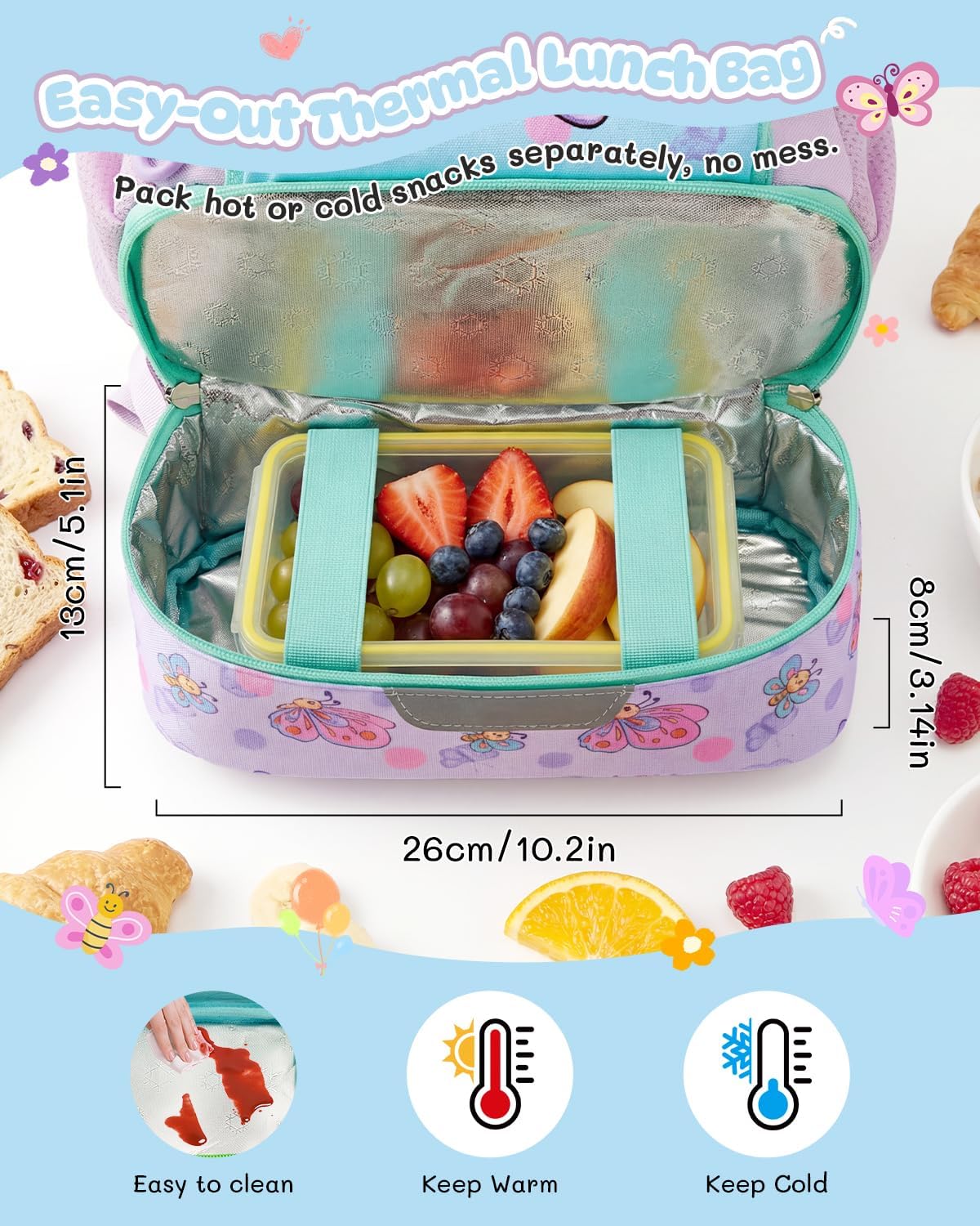 Thumbnail 2 de PROTAURI Sac à Dos Enfant Maternelle Papillon – 11,5 L, isolation et sécurité