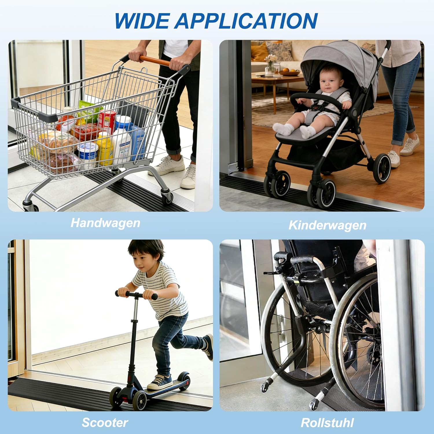 Thumbnail 4 de CUTIS Türschwellenrampe 90 x 6,5 x 2,5 cm (Schwarz) – Rampe für Saugroboter, Kinderwagen, Rollatoren und E-Scooter