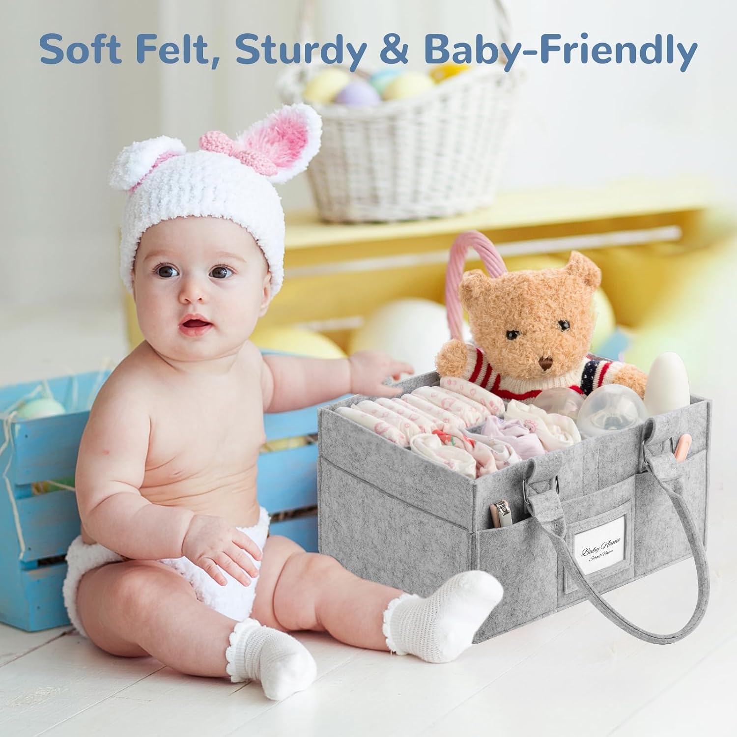Detalle 1 de PaoveFor Diaper Caddy Organizer, 11.8 x 6.3 x 9.0 Inches