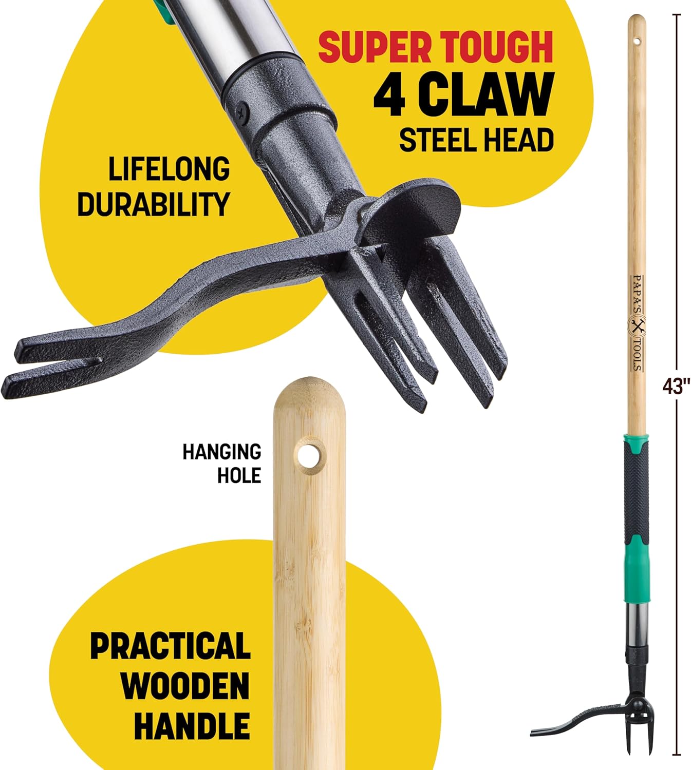 Thumbnail 5 de Papa's Tools Weed Puller 44" Stand Up Weeder 📏