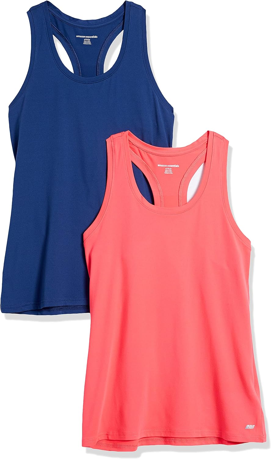 Detalle de Amazon Essentials Women's Active Quick Dry Tech Stretch Racerback Scoop Neck Tank Top, Multipacks