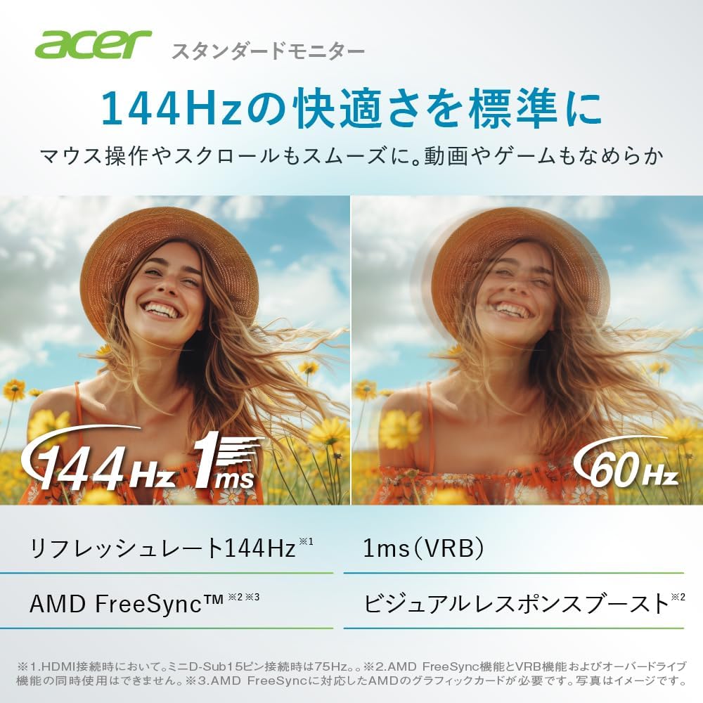 Detalle de Acer EK271P6bmix 27インチ IPSフルHDモニター 144Hz・非光沢・FreeSync対応