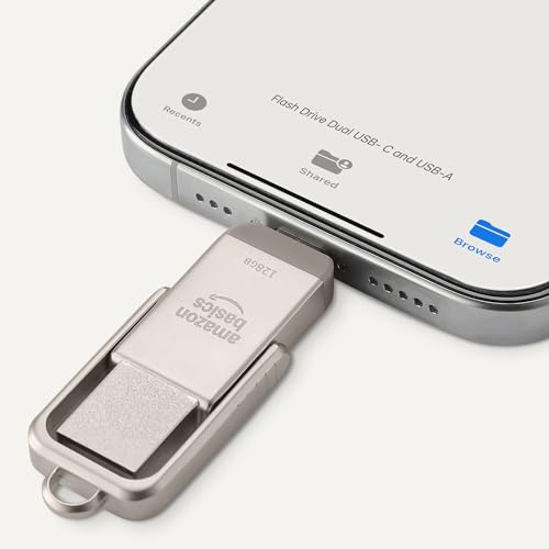 Detalle de Amazon Basics USB Flash Drive with USB C and USB A Dual Ports, 128GB