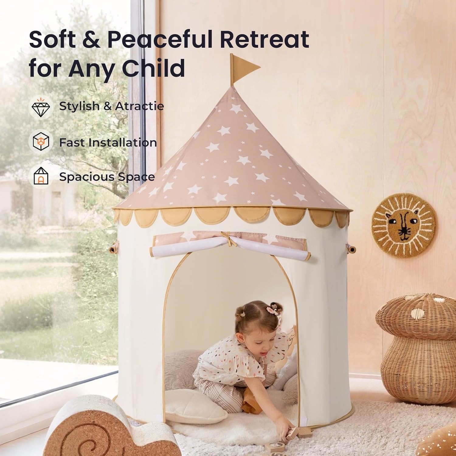 Thumbnail 1 de Tiny Land Kids Play Tent — Khaki Castle Tent for Indoor Play