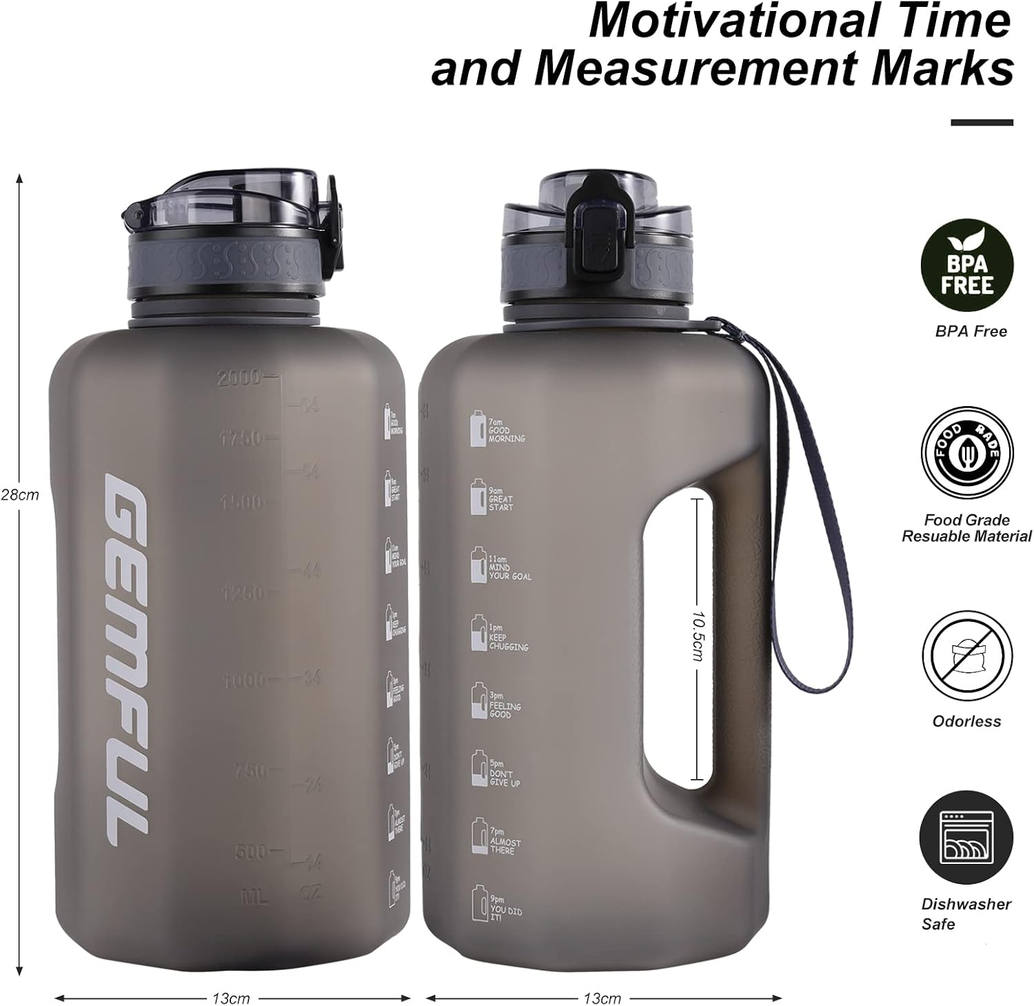 Detalle 1 de GEMFUL Trinkflasche Sport 2,2 l Grau