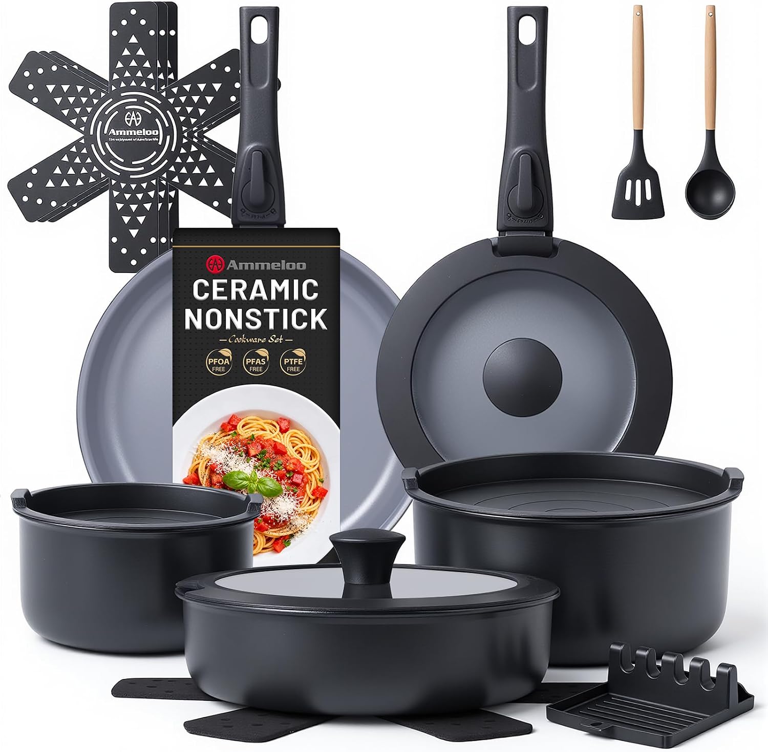 Detalle de Ammeloo 18-Piece Ceramic Cookware Set 1.5 qt
