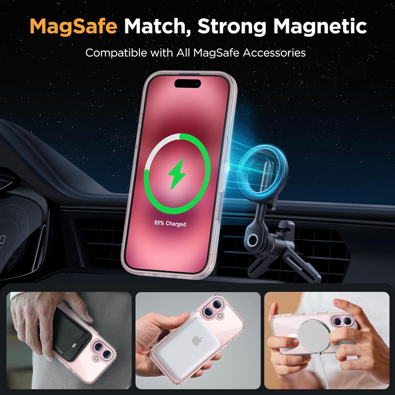 Thumbnail 2 de Miracase for iPhone 17 MagSafe Case (6.3") with 9H+ Screen Protector & Strong Magnet, Matte Clear