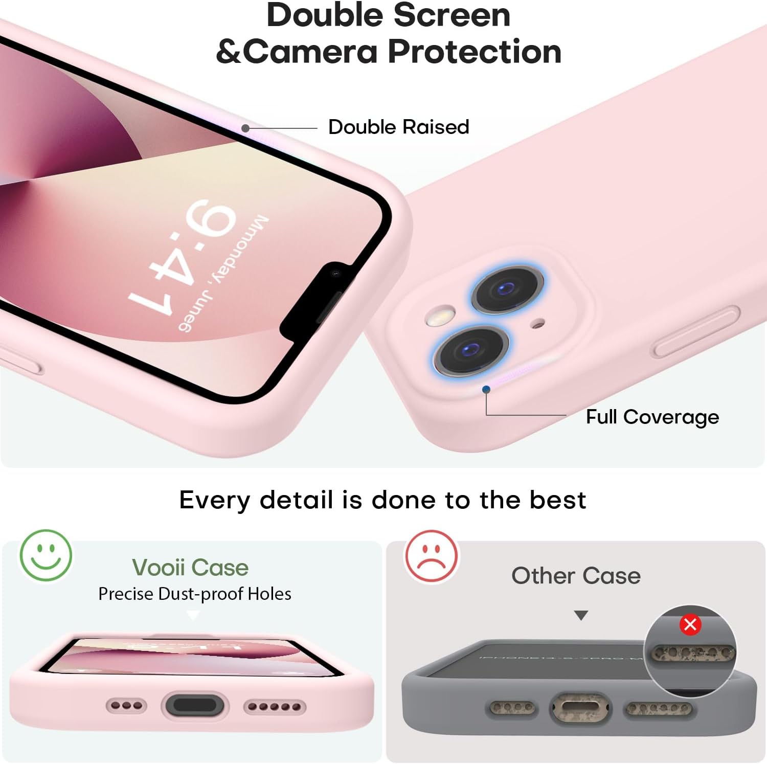 Thumbnail 2 de Vooii Liquid Silicone Case for iPhone 13 (6.1") in Chalk Pink with Enhanced Camera Protection