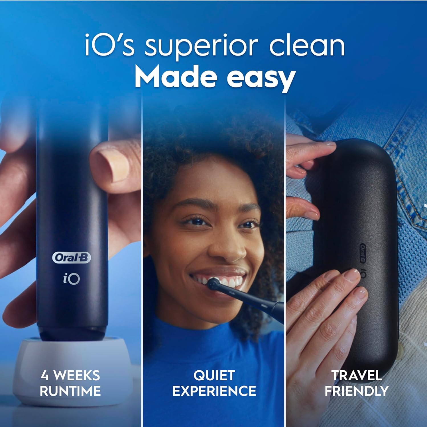 Thumbnail 4 de Oral-B iO2 Night Black electric toothbrush with 1 brush head and travel case (Designed by Braun)